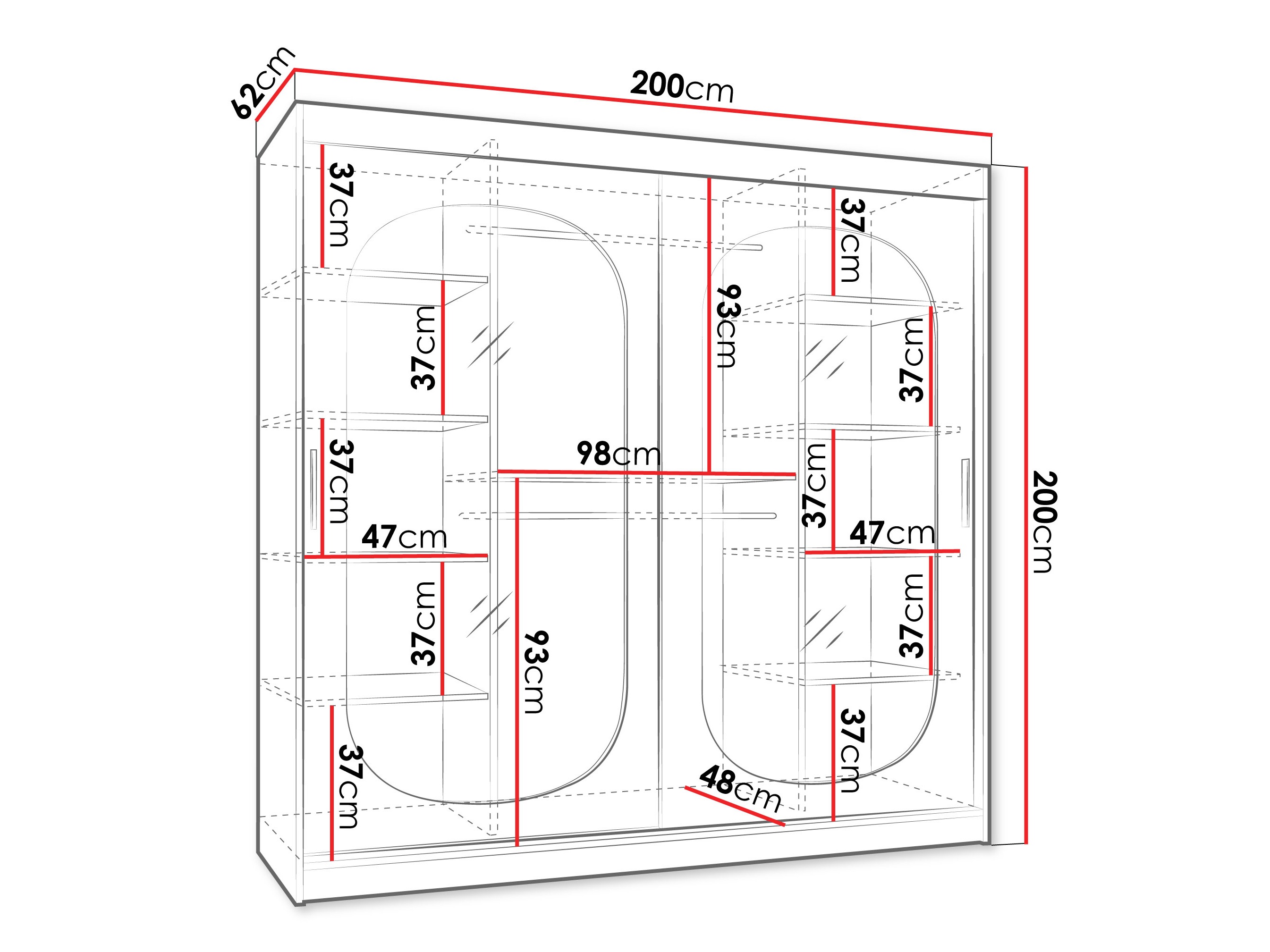 Kledingkast Hartford 521 (Zwart)