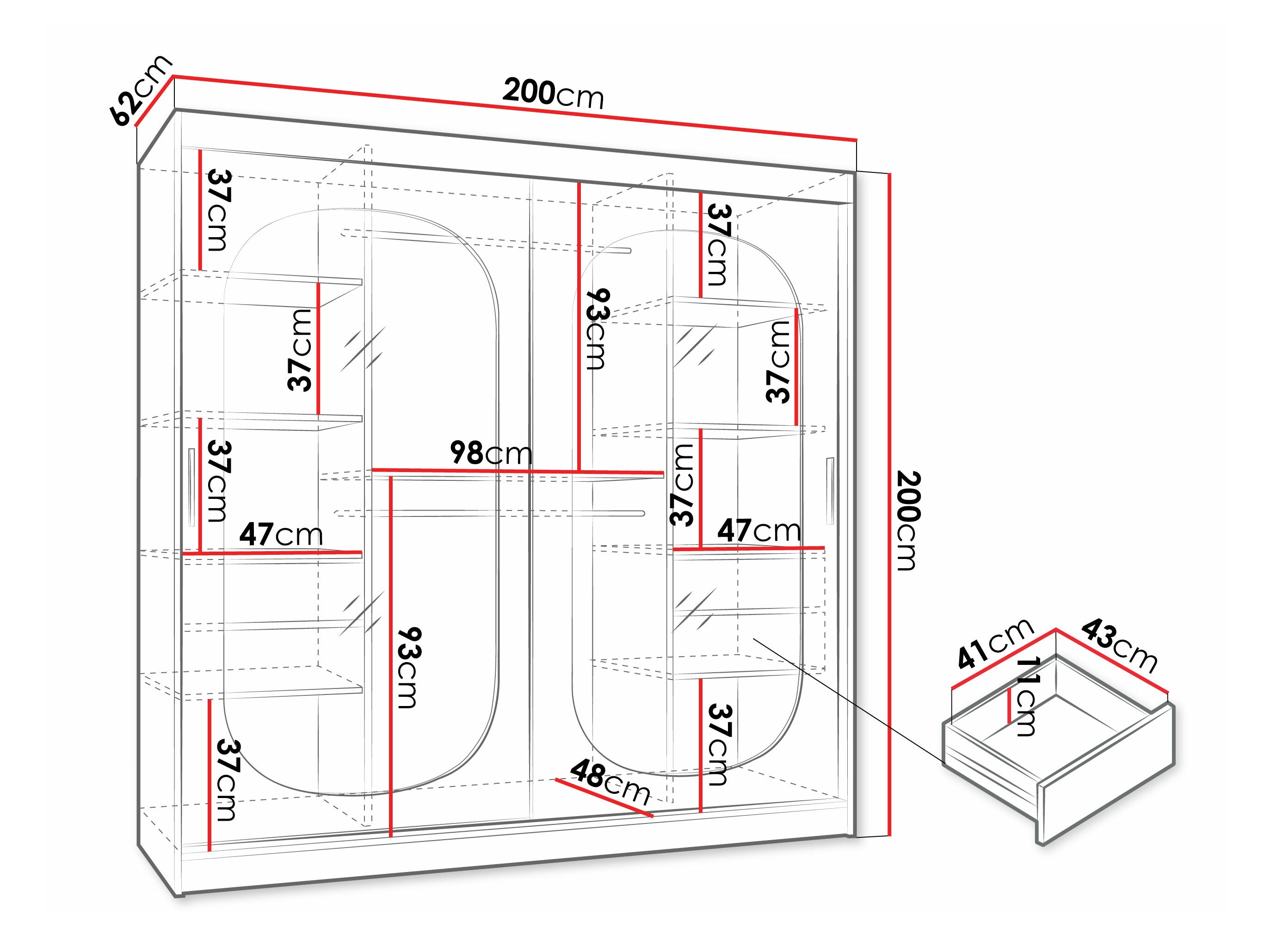 Kledingkast Hartford 521 (Zwart)