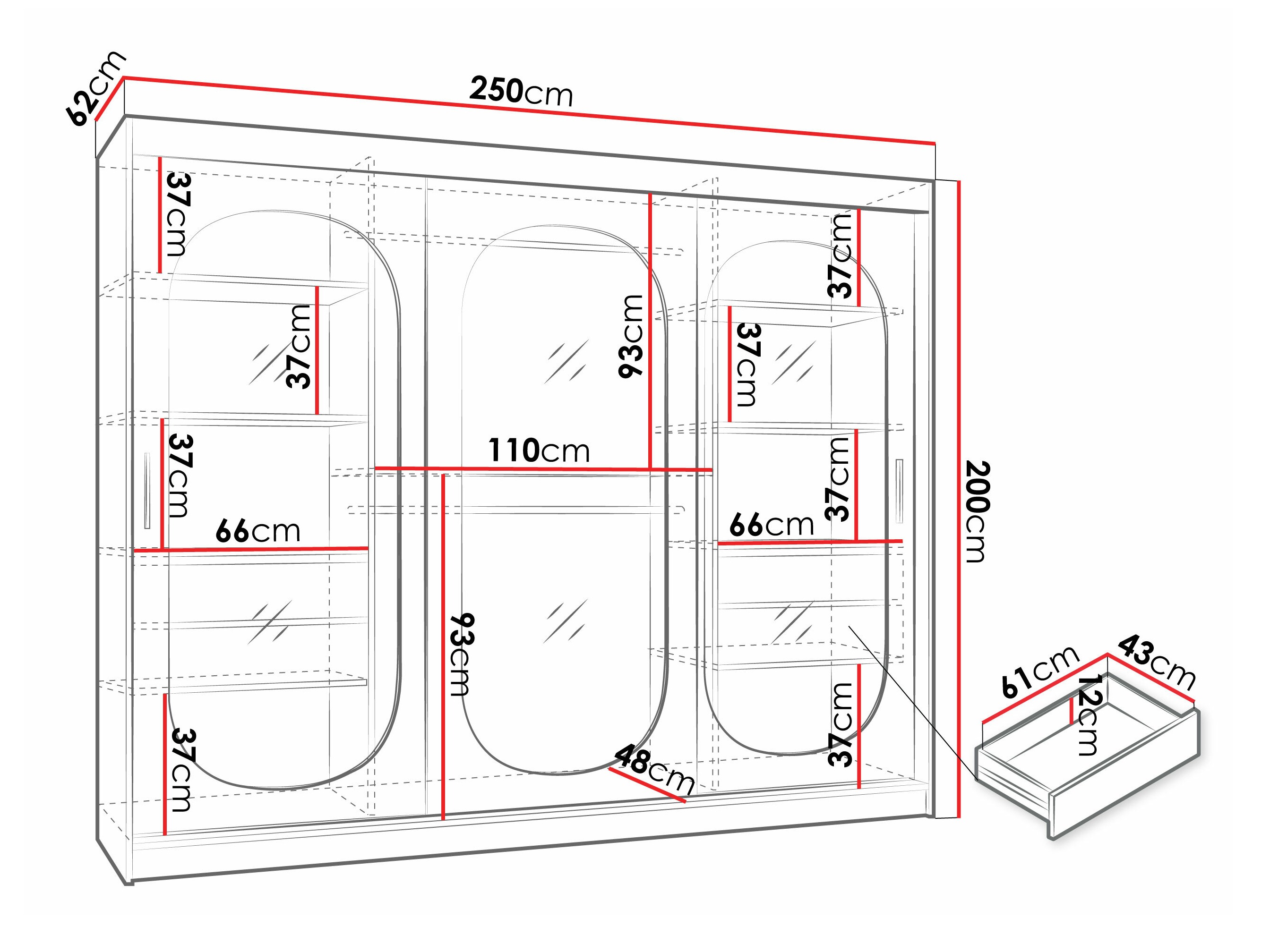 Kledingkast Hartford 522 (Zwart)