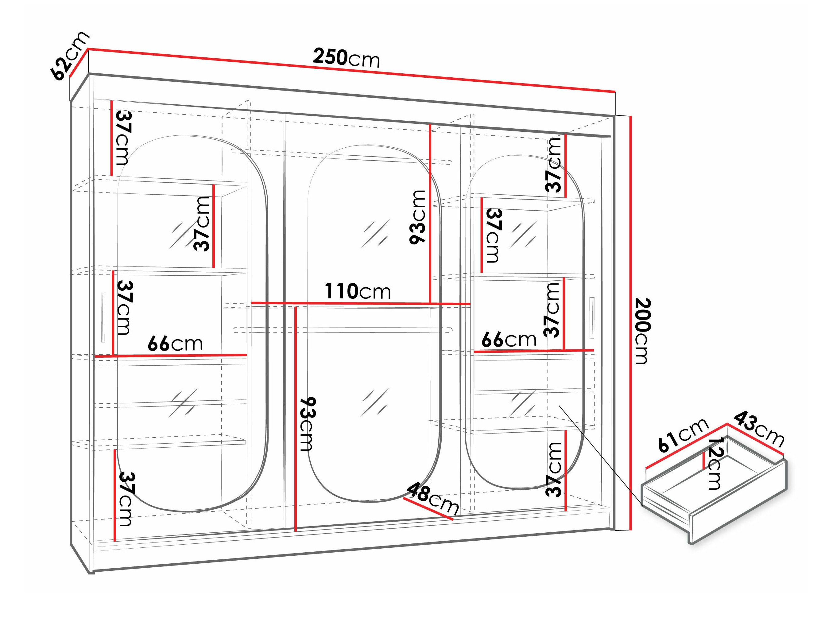 Kledingkast Hartford 522 (Zwart)