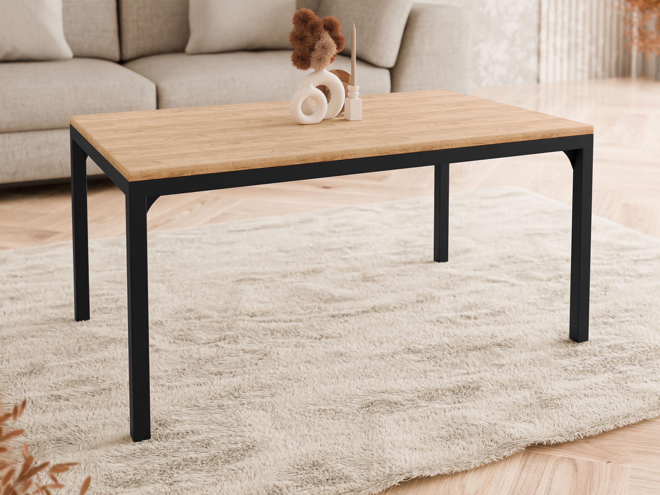 Salontafel Oswego 138 (Ambachtelijke gouden eik + Zwart)