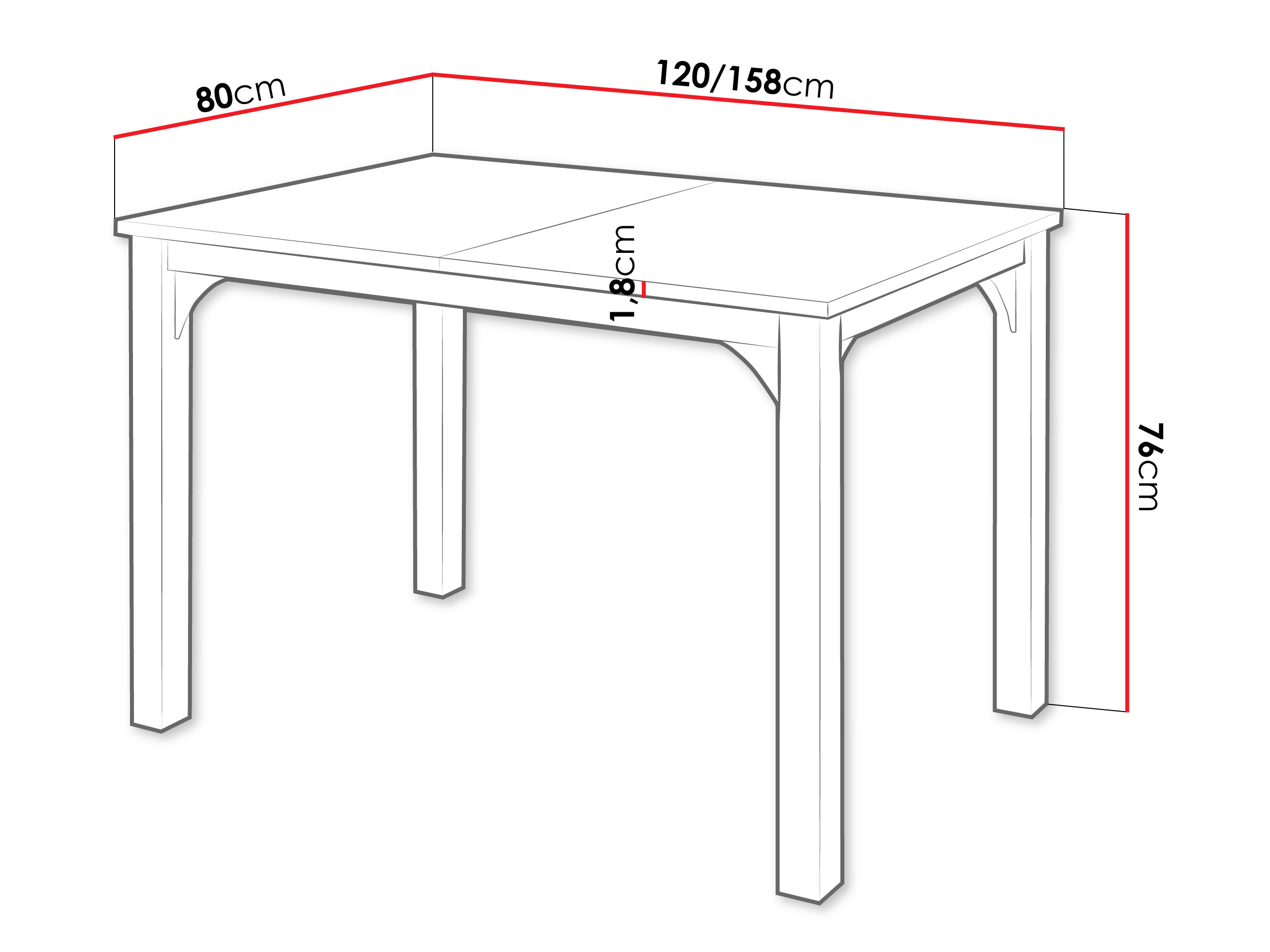 Tafel Oswego 135 (Zwart)