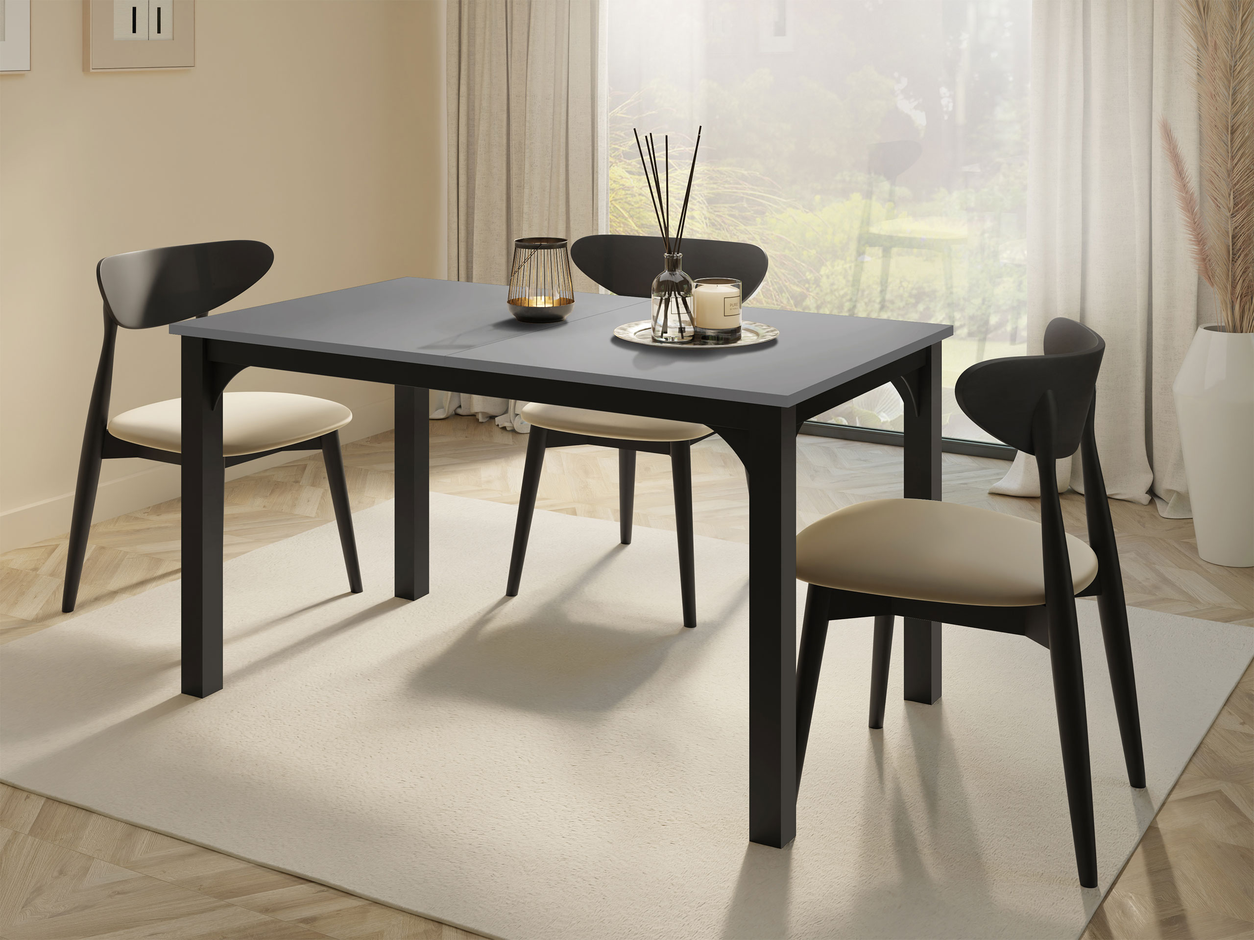 Tafel Oswego 136 (Grafiet + Zwart)