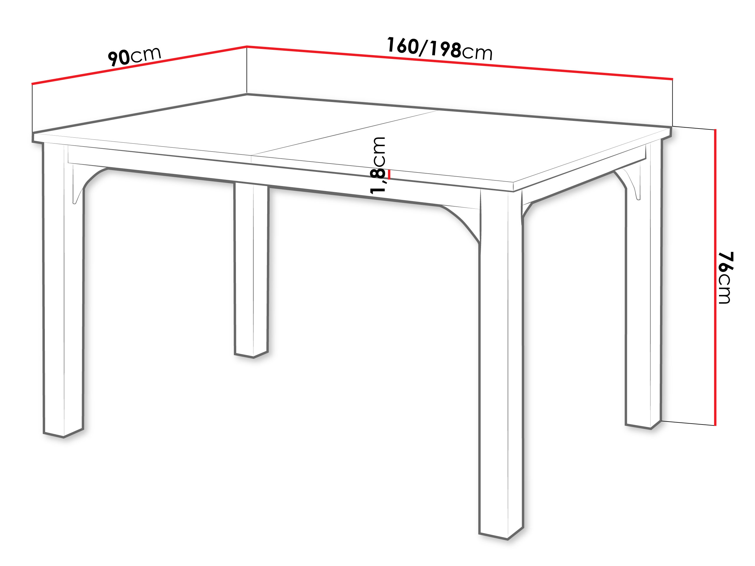 Tafel Oswego 137 (Grafiet + Zwart)