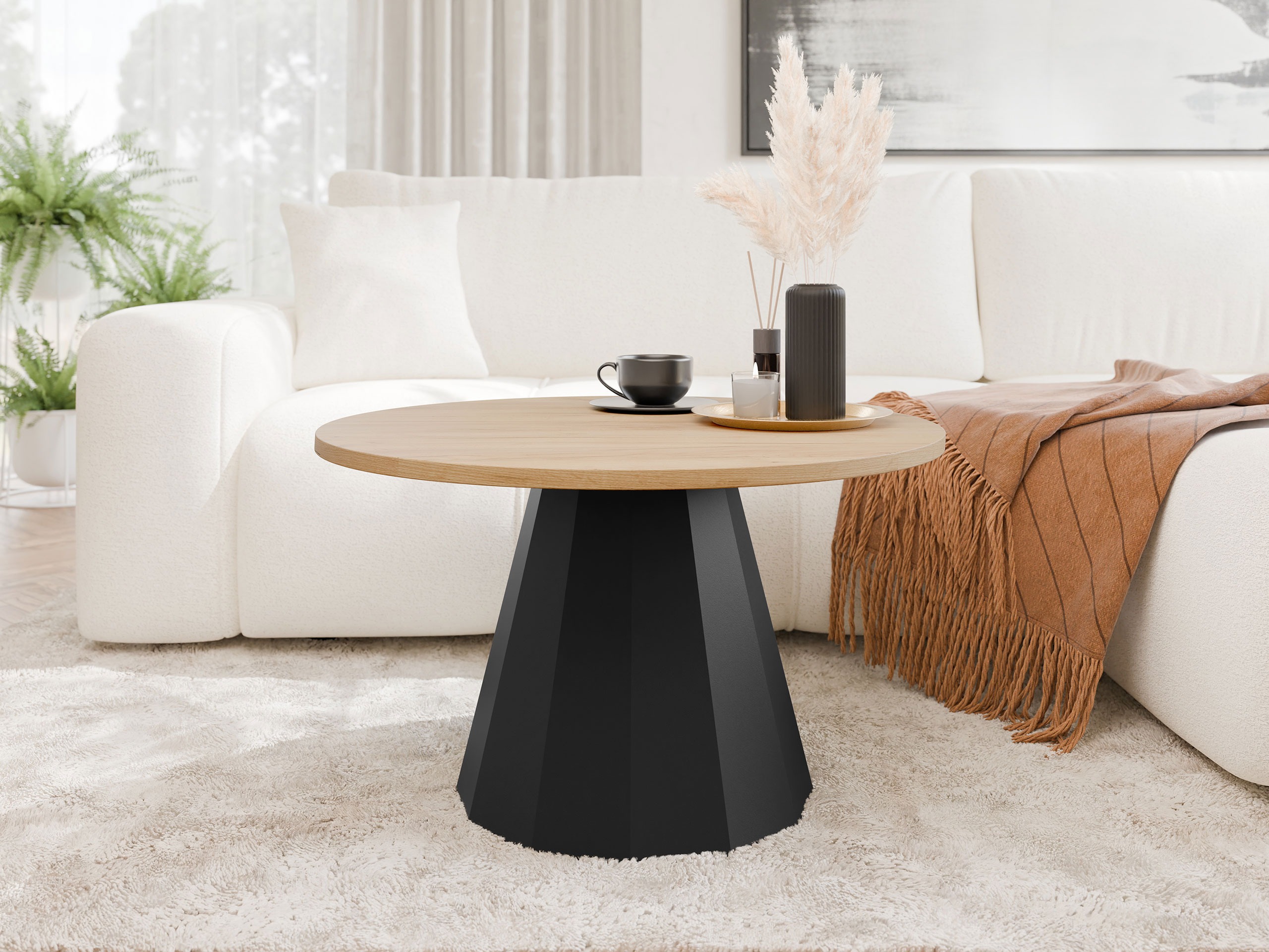 Salontafel Oswego 139 (Zwart + Eiken)