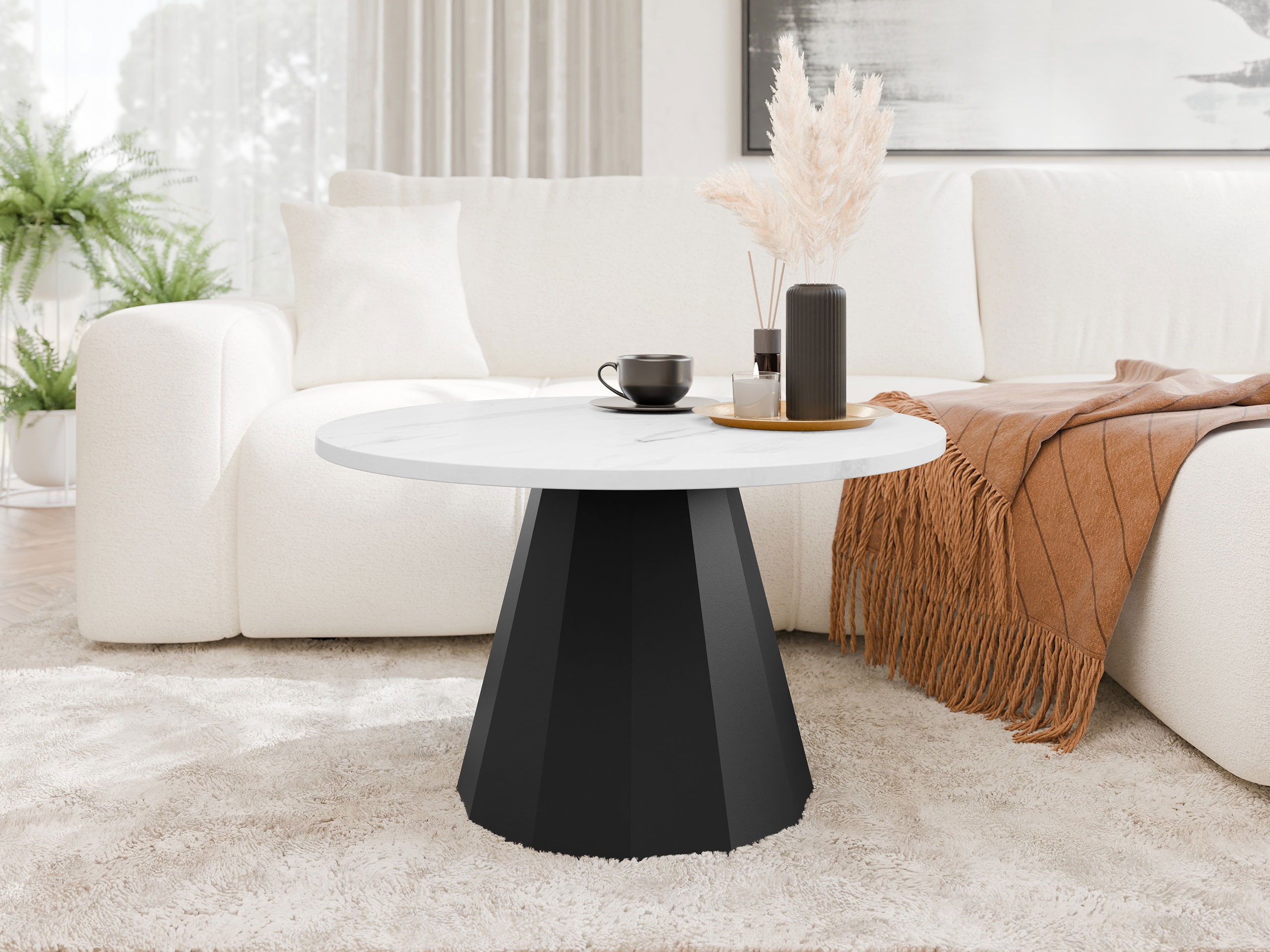 Salontafel Oswego 139 (Zwart + Wit marmer)