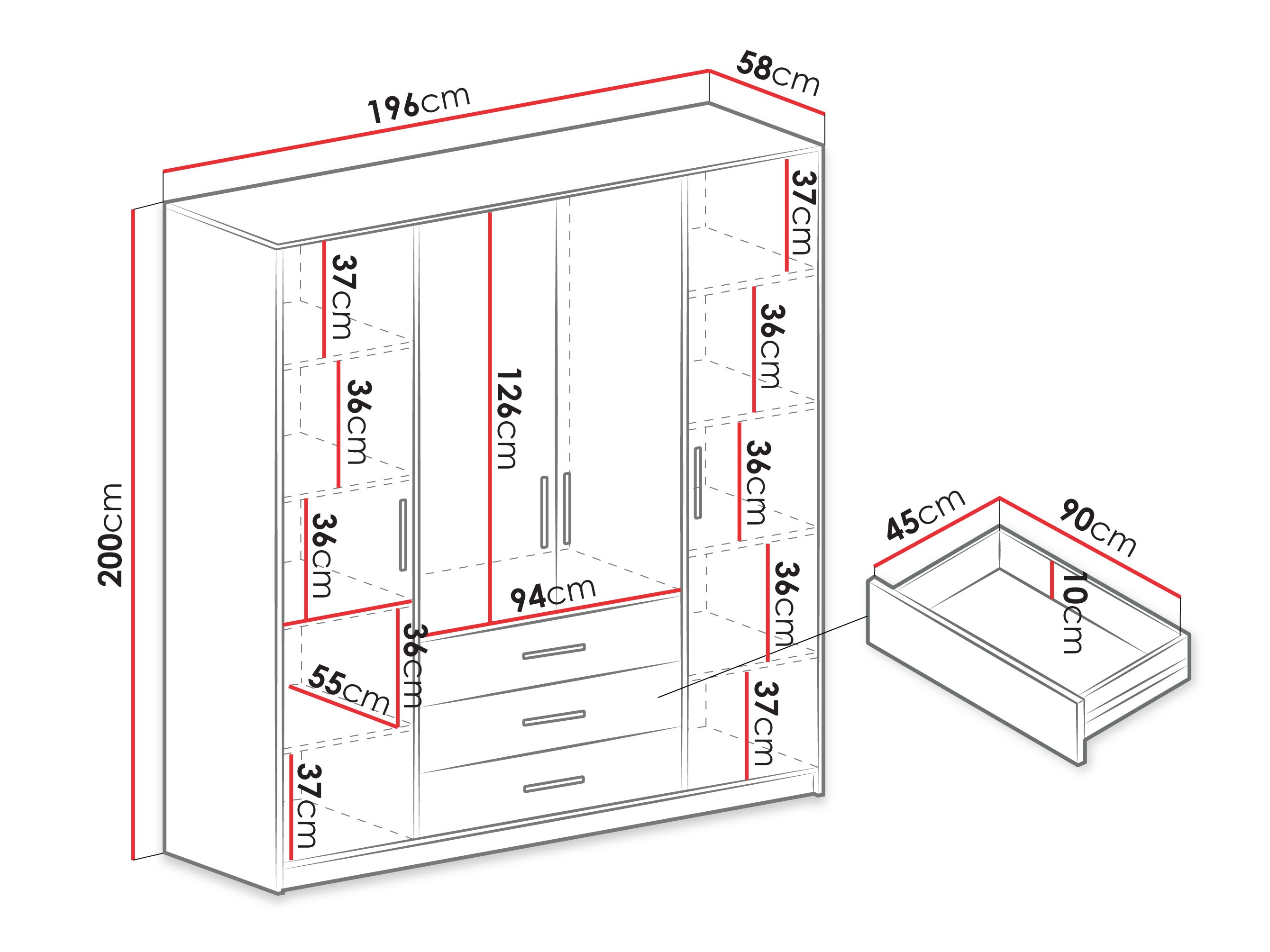 Kledingkast Dortivu 154 (Kasjmier)