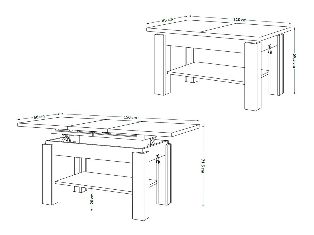 Salontafel transformator Glendale 100 (Ambachtelijke gouden eik)