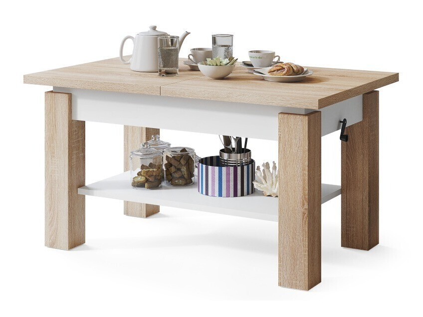 Transformeerbare salontafel Glendale 100 (Sonoma eik + Wit)