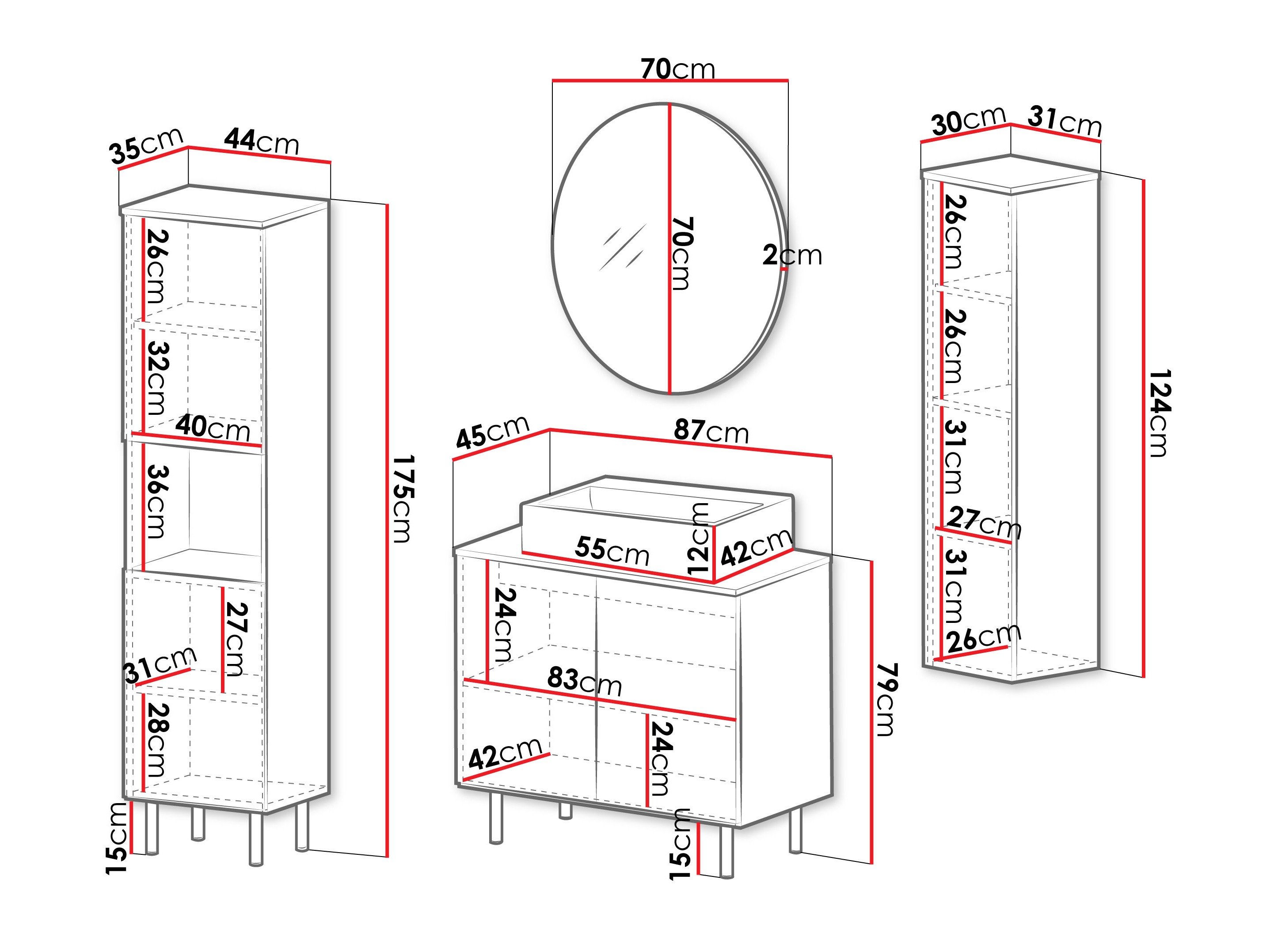 Badkamerset Virdomi 113 (Zwart)