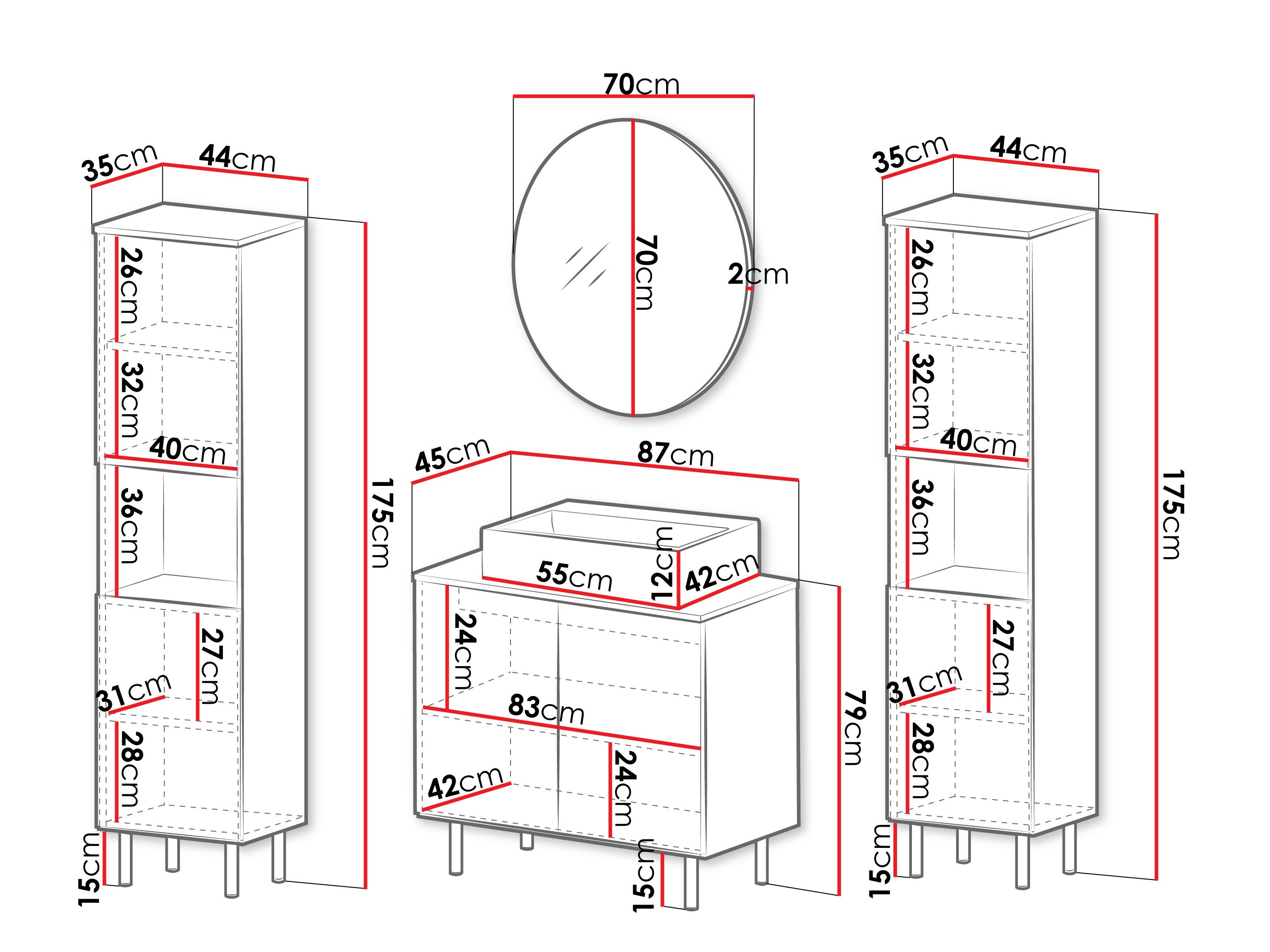 Badkamerset Virdomi 114 (Zwart)