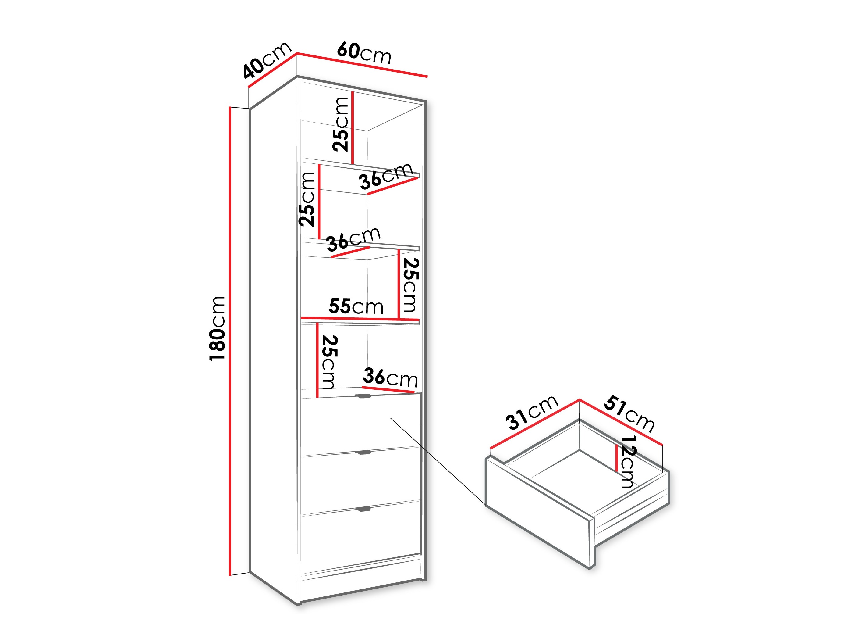 Boekenkast Comfivo Larmire 116 (Wit)