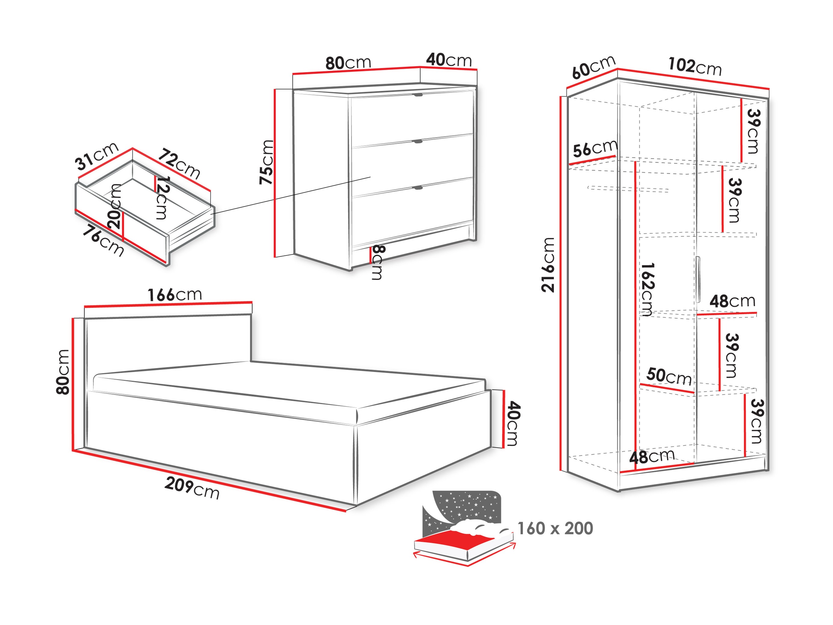 Slaapkamer set Comfivo Larmire 117