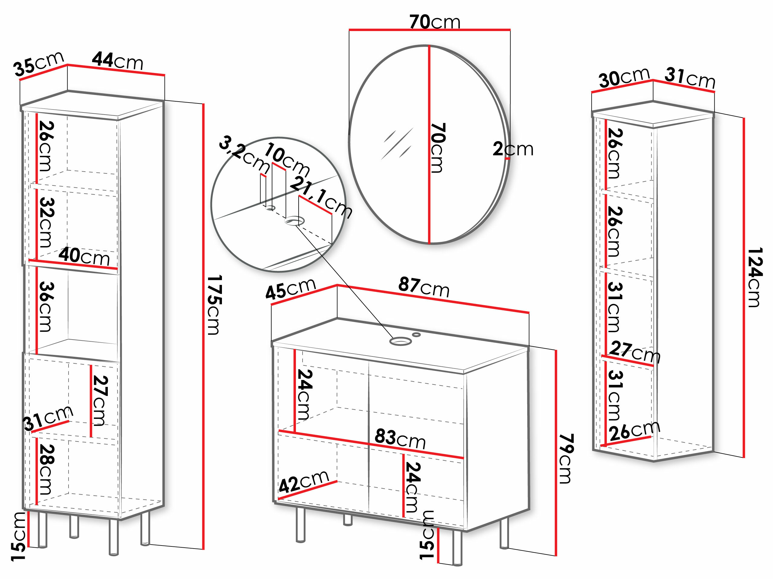 Badkamerset Virdomi 113 (Zwart)
