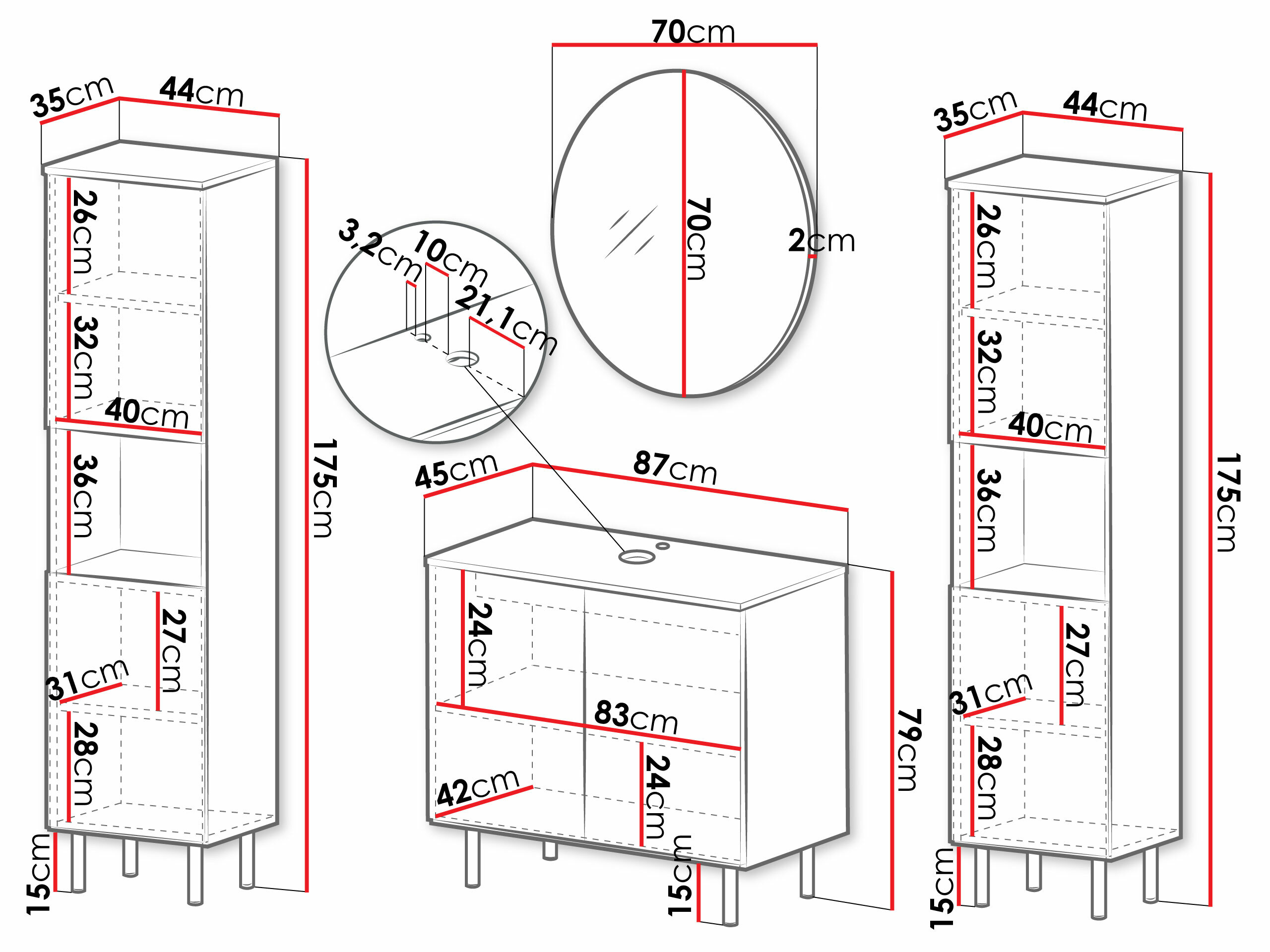 Badkamerset Virdomi 114 (Zwart)