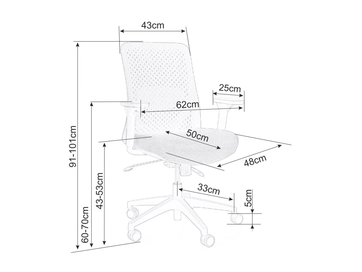Bureaustoel Detroit 798 (Grijs)