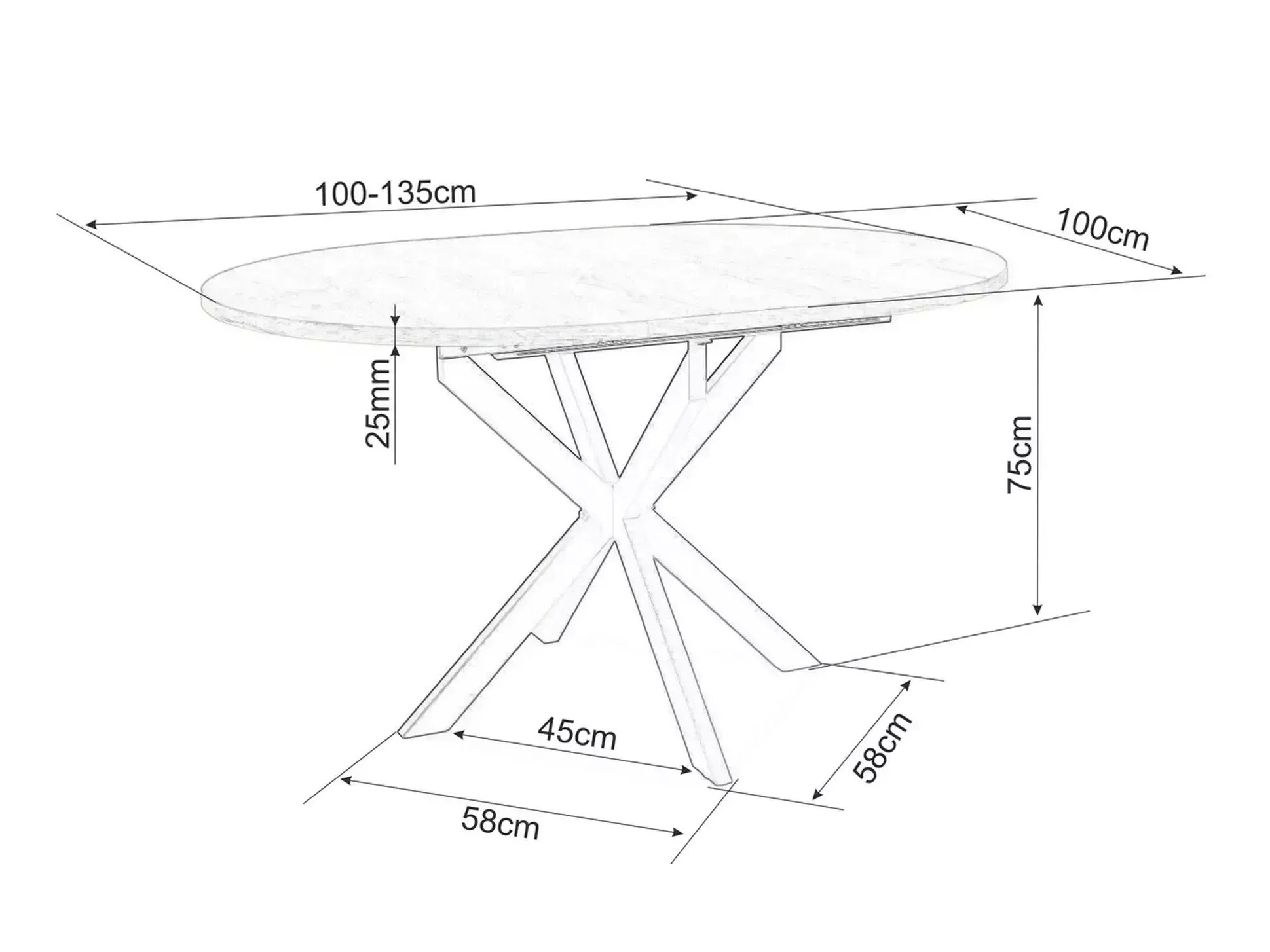 Tafel Detroit 792 (Zwart marmer)