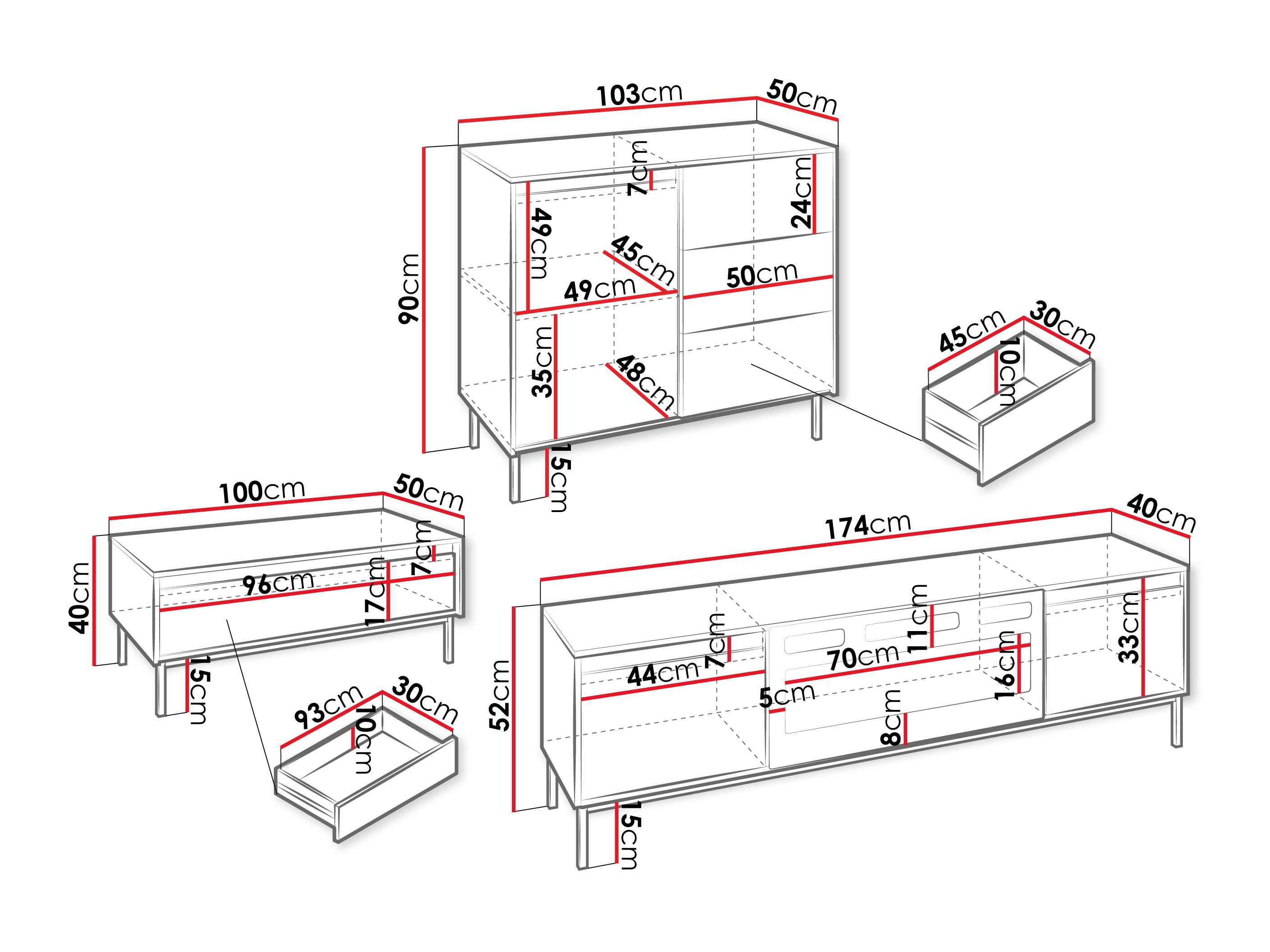 Woonkamerset Comfivo Delruva 110 (Wit)