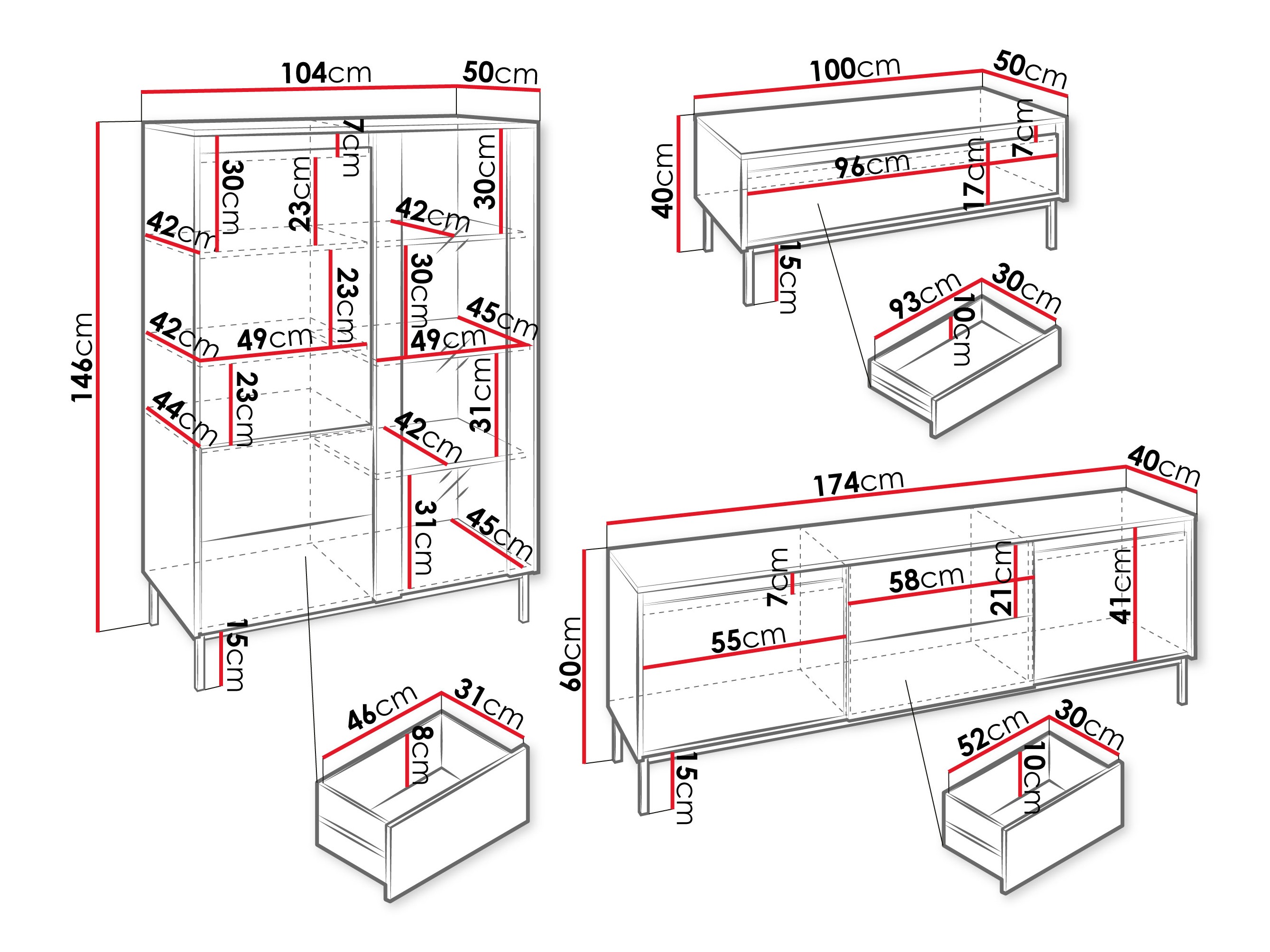 Woonkamerset Comfivo Delruva V (Wit)