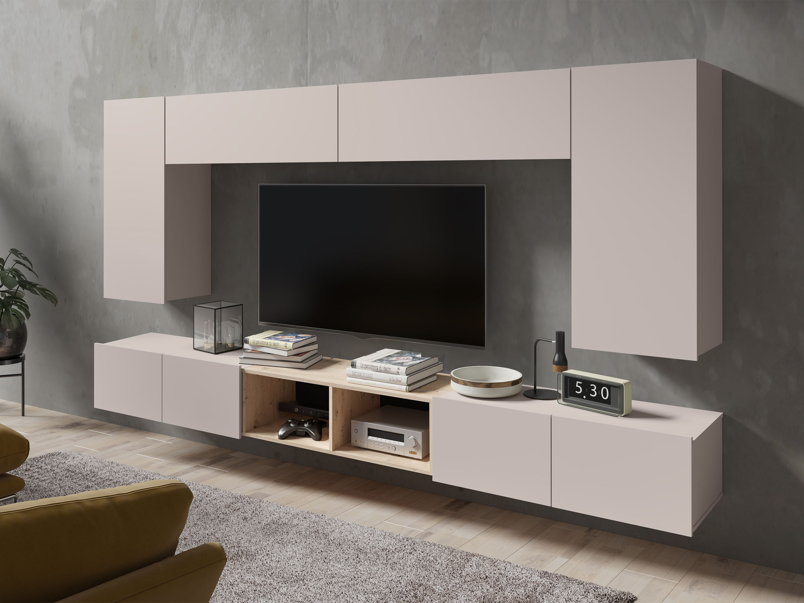 Woonkamerset Remus XXIII (Kasjmier + Artisan eiken)