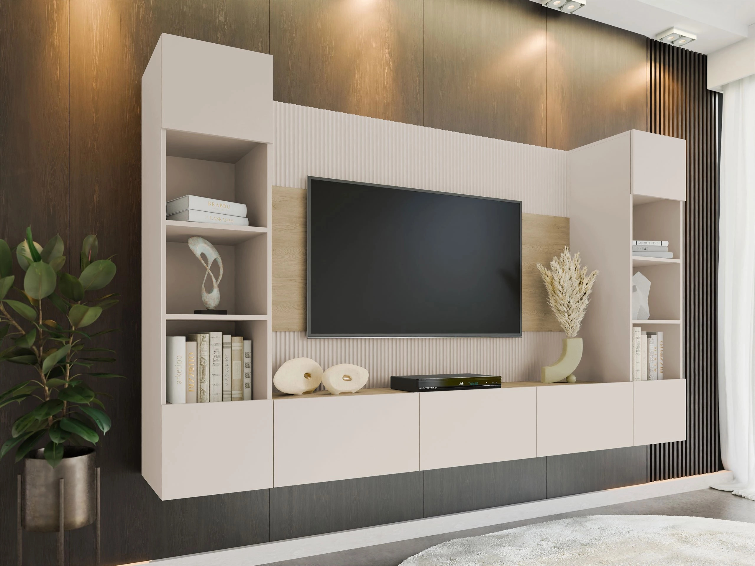 Woonkamerset Comfivo 368 (Beige + Eiken)