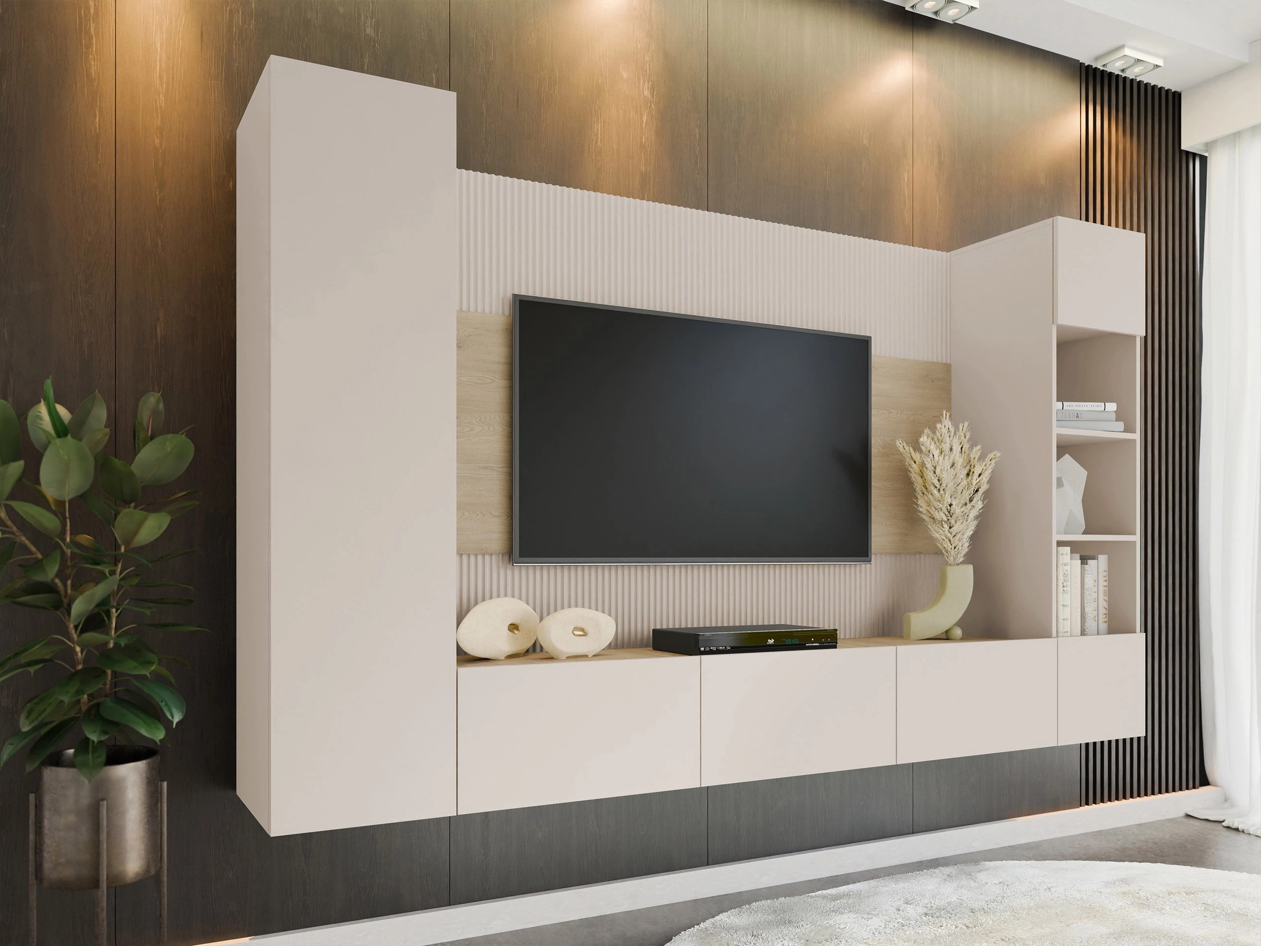 Woonkamerset Comfivo 450 (Beige + Eiken)