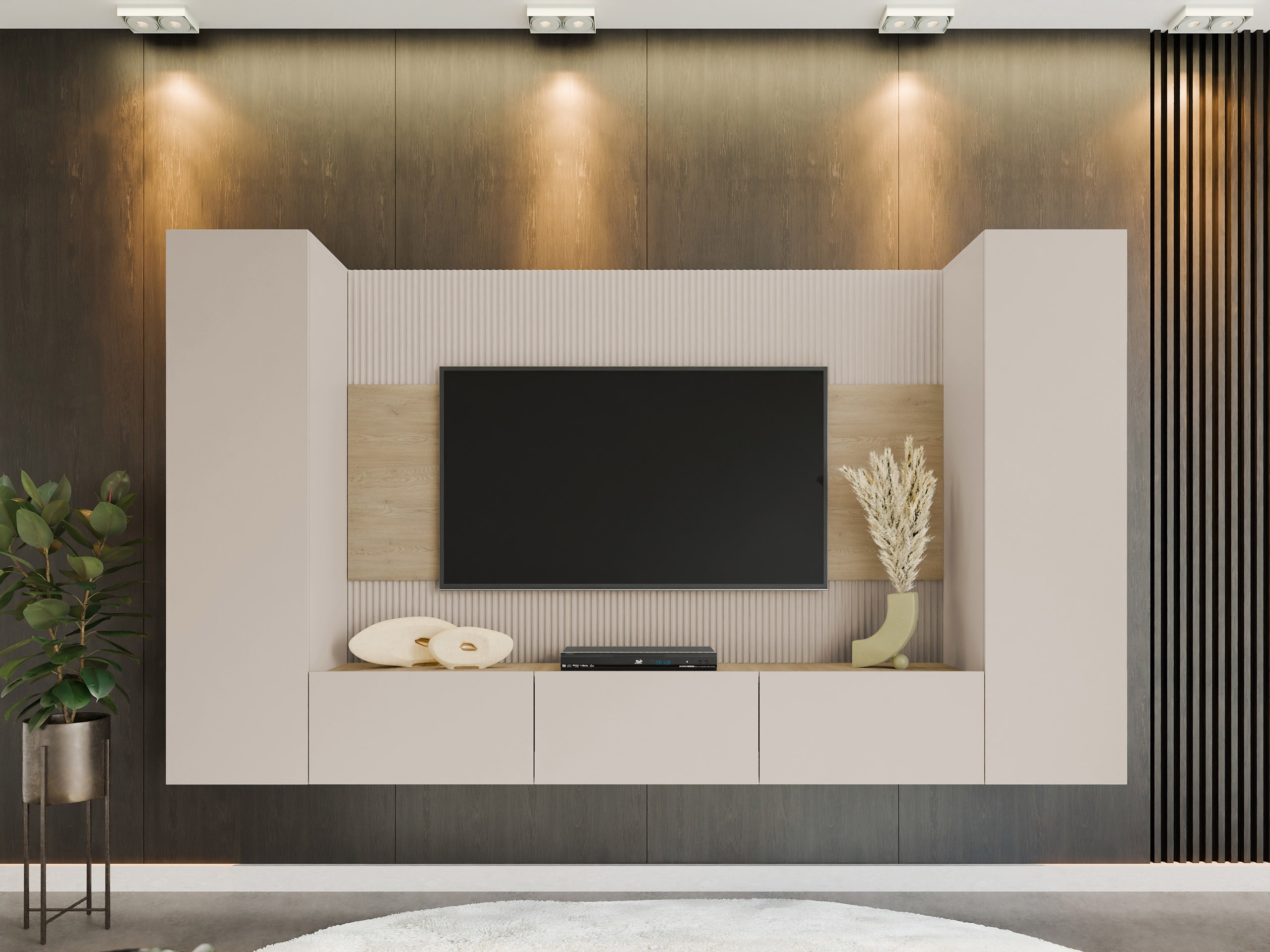 Woonkamerset Comfivo 451 (Beige + Eiken)