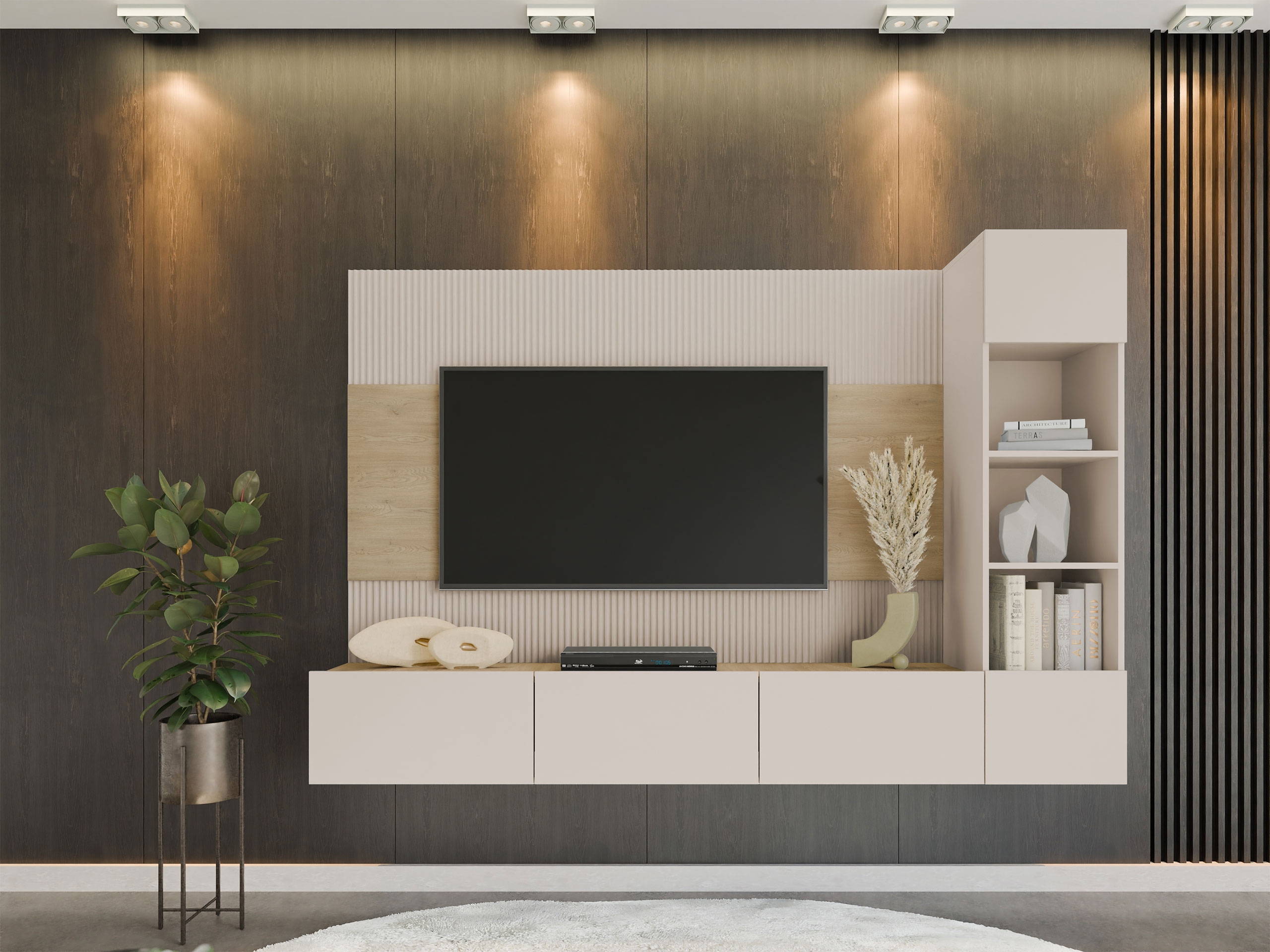 Woonkamerset Comfivo Salix II (Beige + Eiken)