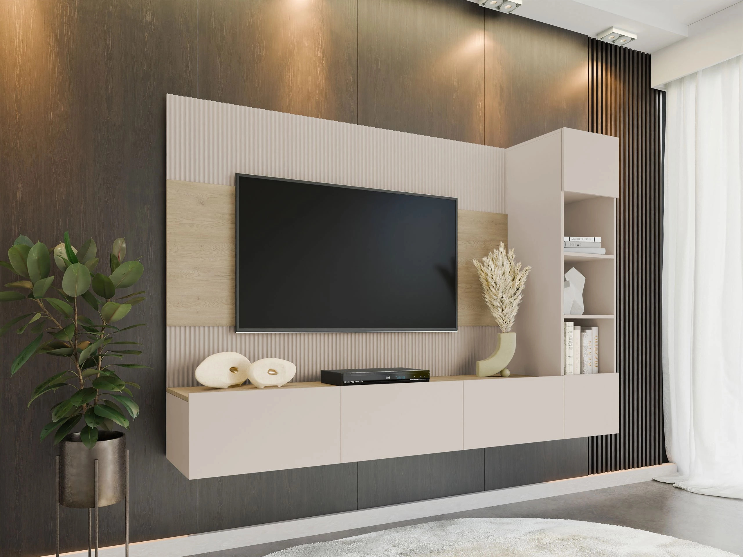 Woonkamerset Comfivo Salix II (Beige + Eiken)