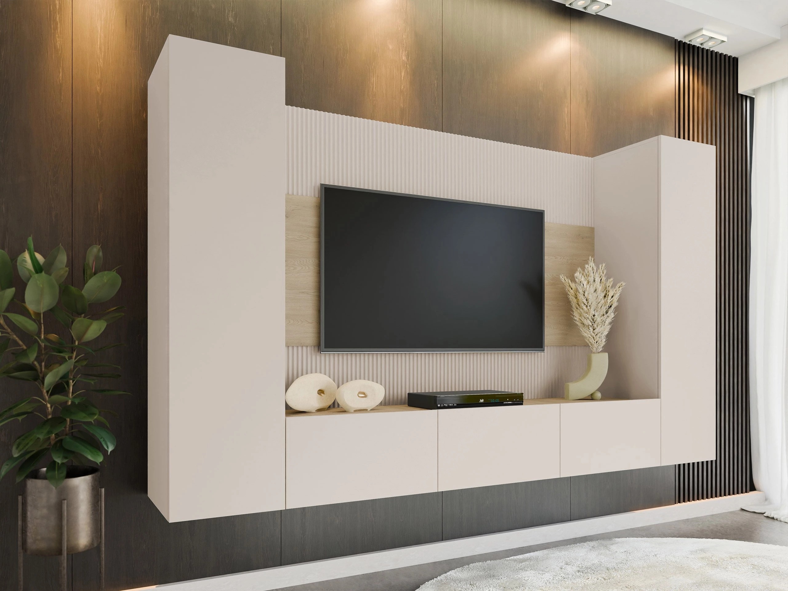 Woonkamerset Comfivo Salix V (Beige + Eiken)