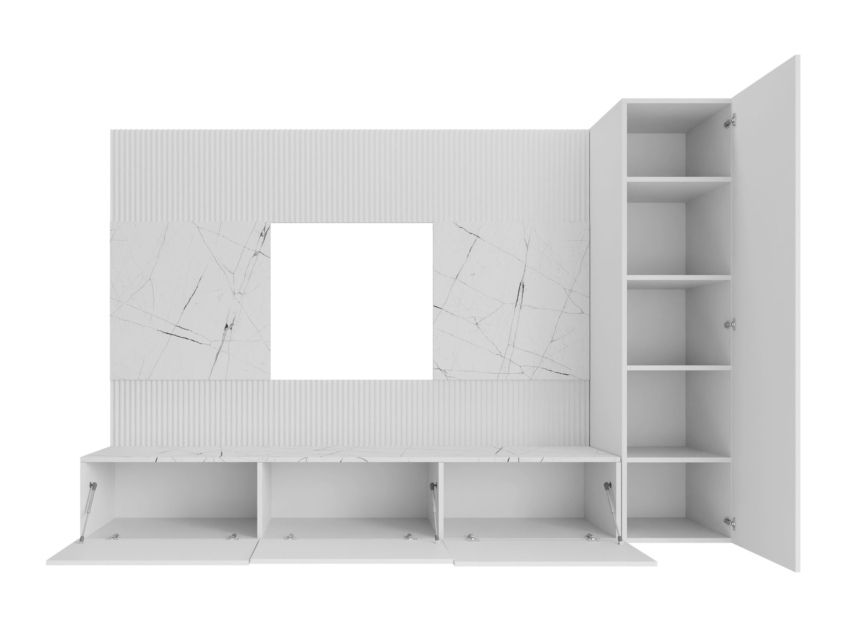 Woonkamerset Comfivo Salix VI (Wit + Wit marmer)