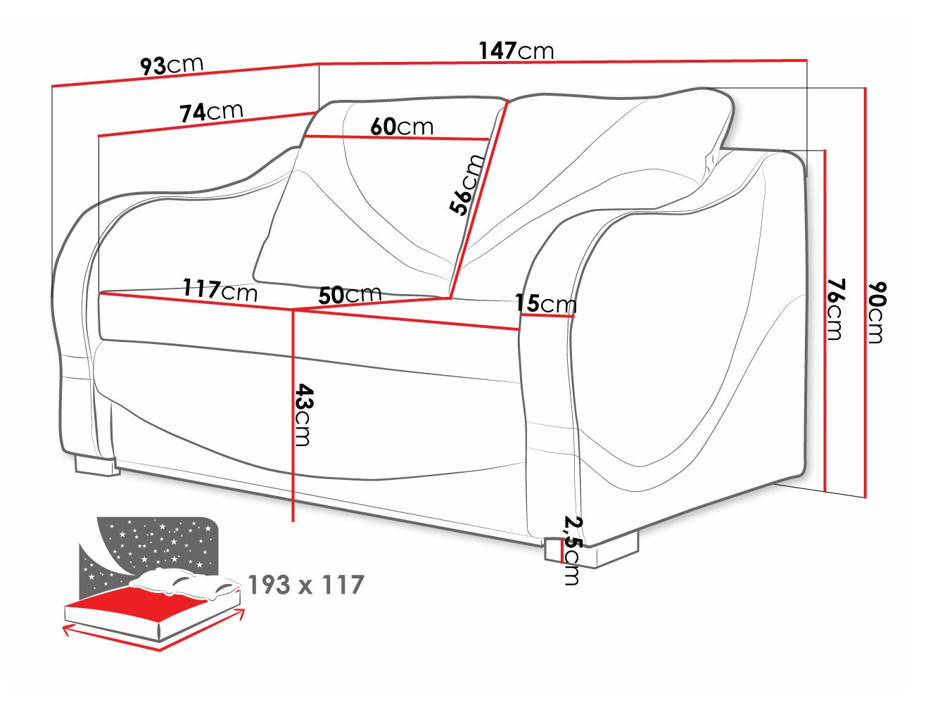 Slaapbank Decatur 102 (Rombix 017 + Lawa 17)