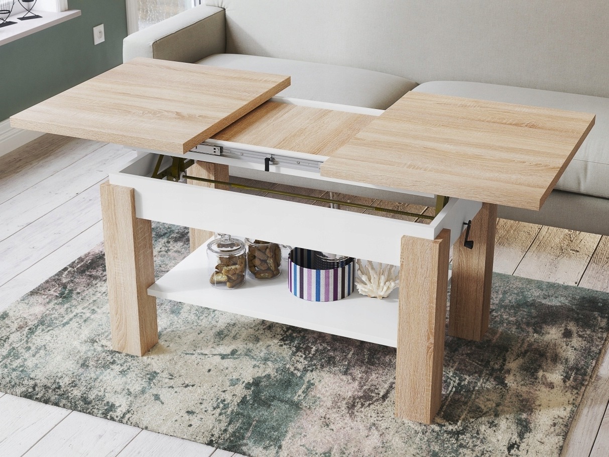 Transformeerbare salontafel Glendale 100 (Sonoma eik + Wit)