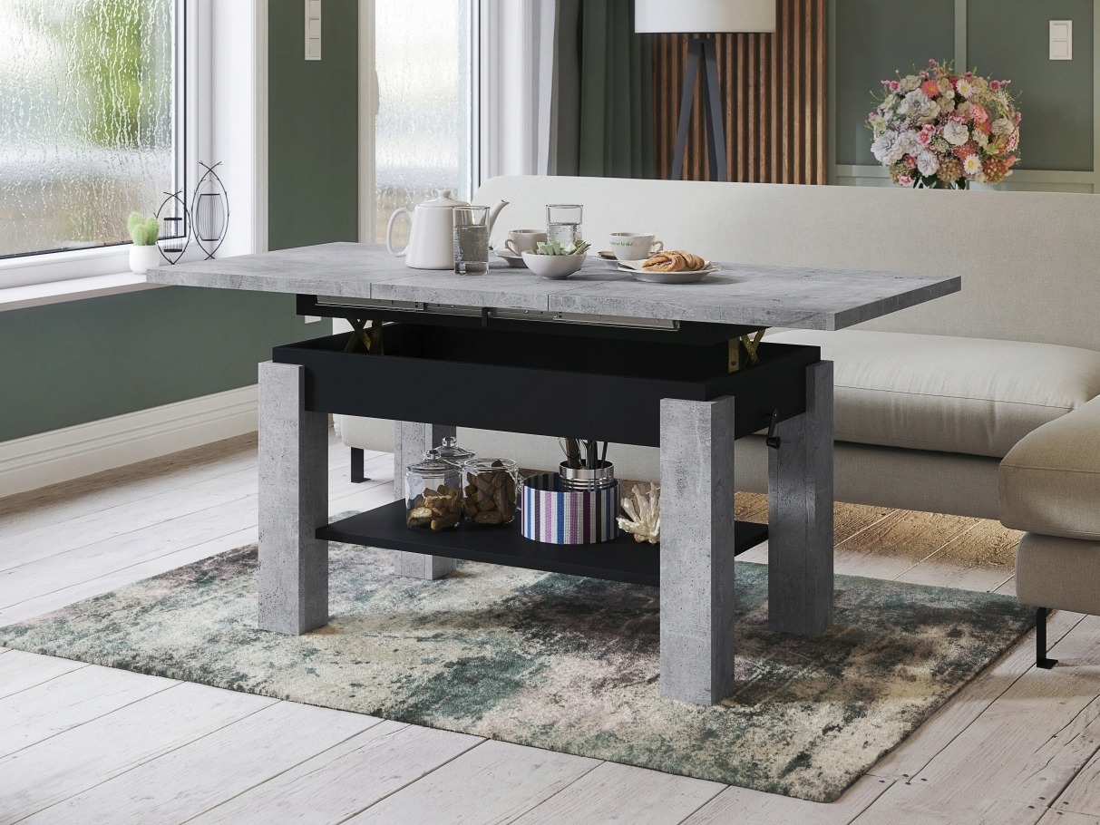Transforming salontafel Glendale 100 (Beton + Zwart)