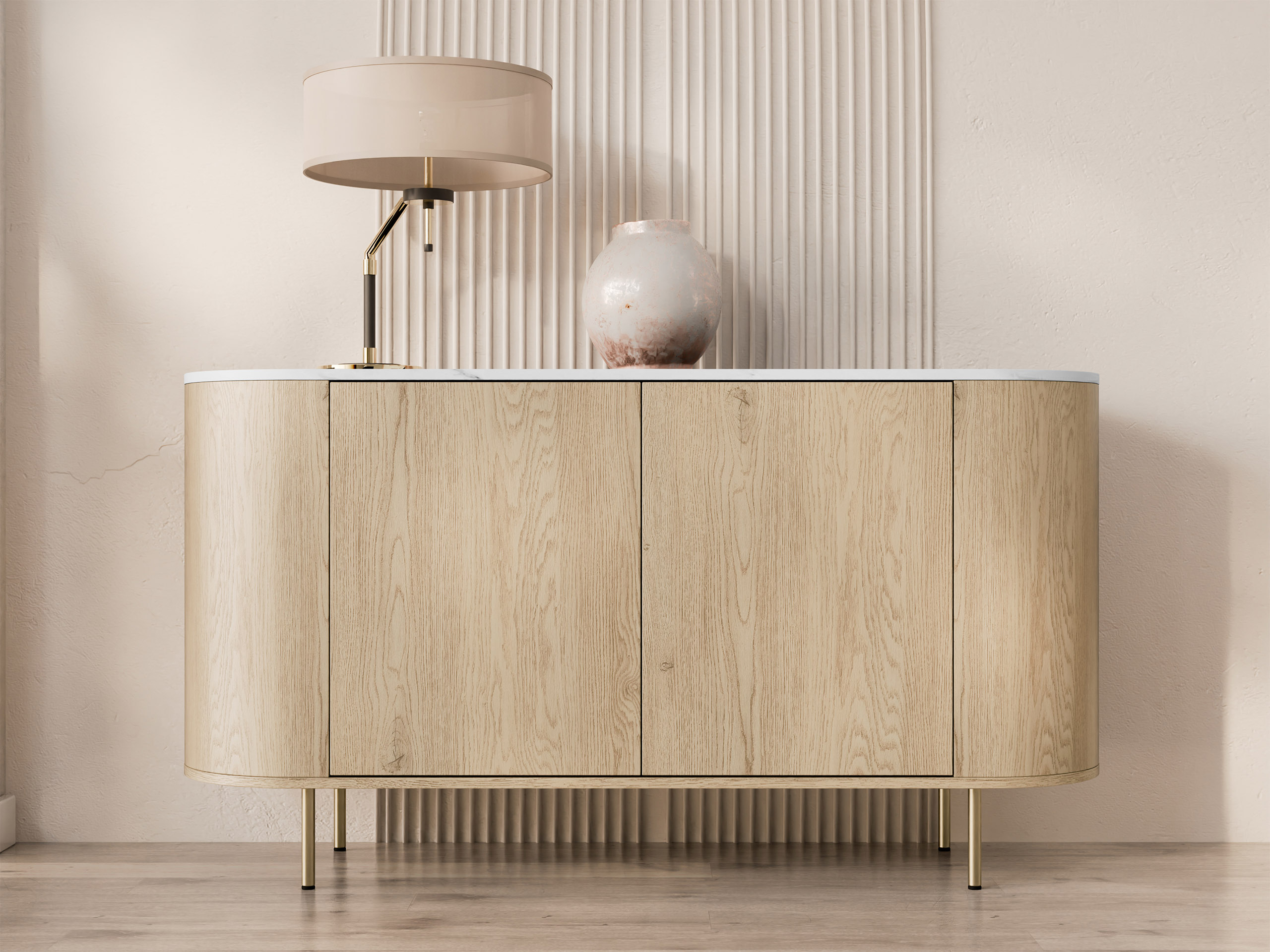 Dressoir Comfivo Livtena 100 (Wit marmer + Gouden)