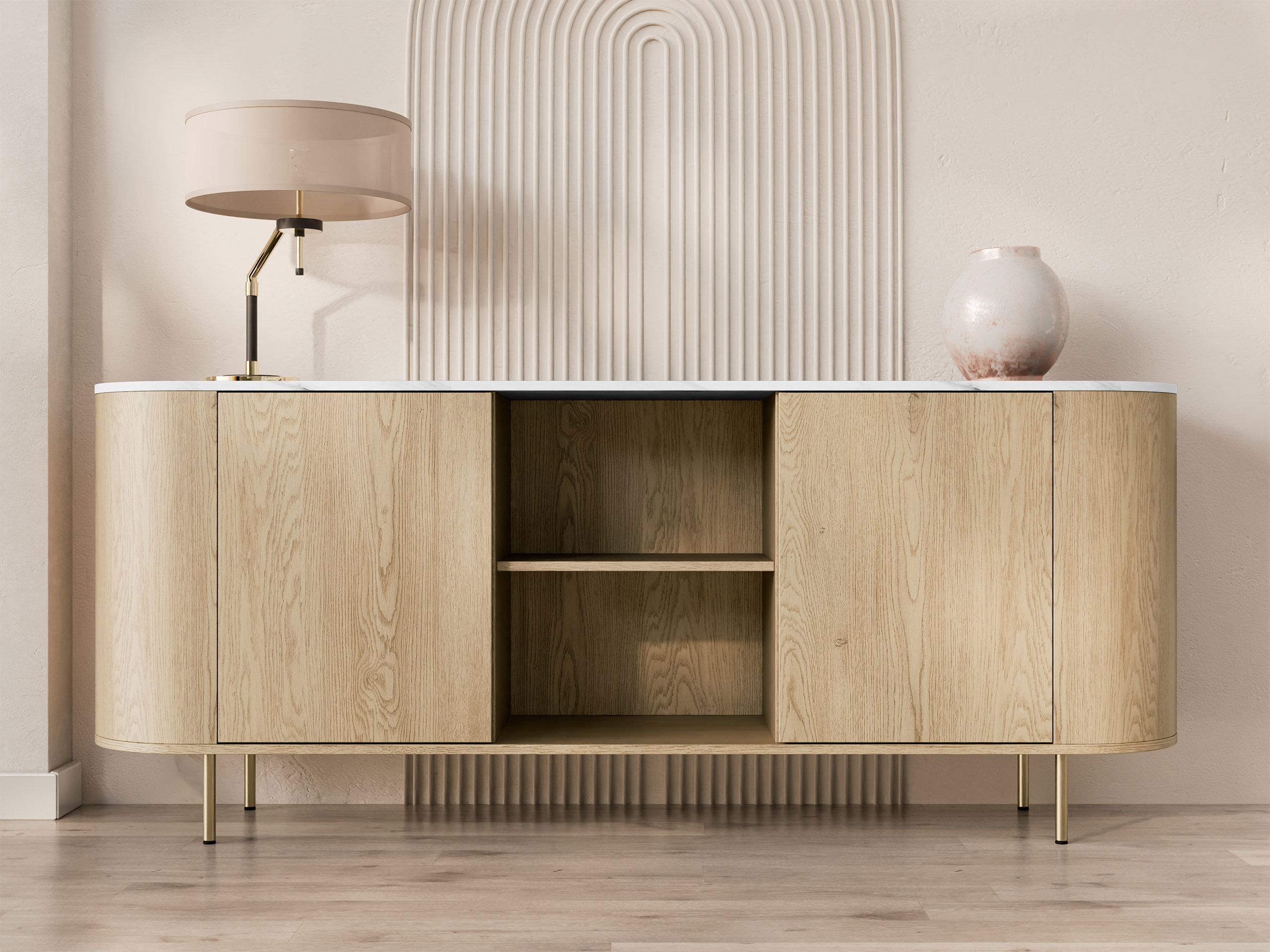 Dressoir Comfivo Livtena 101 (Wit marmer + Gouden)