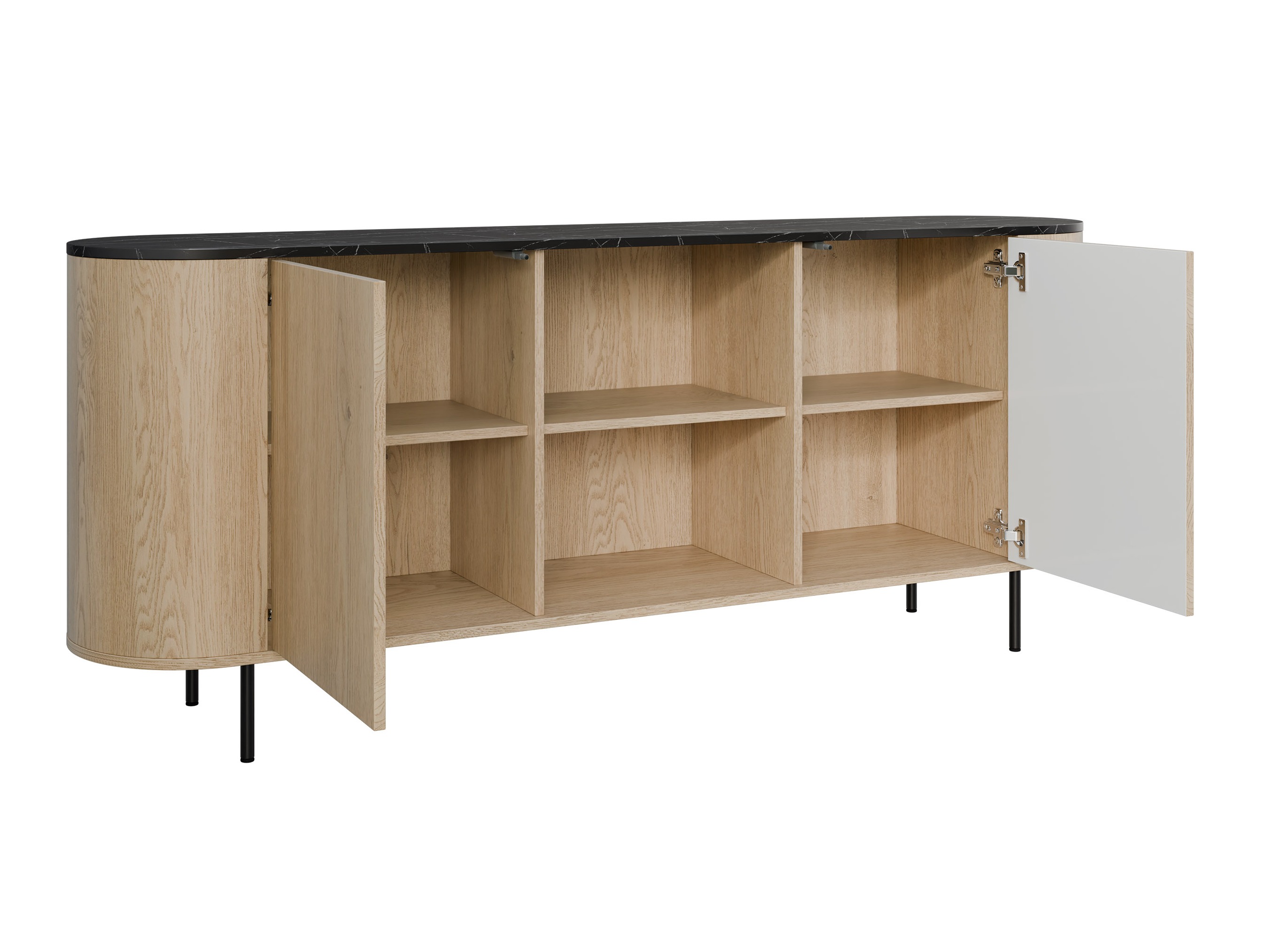 Dressoir Comfivo Livtena I (Zwart marmer + Zwart)