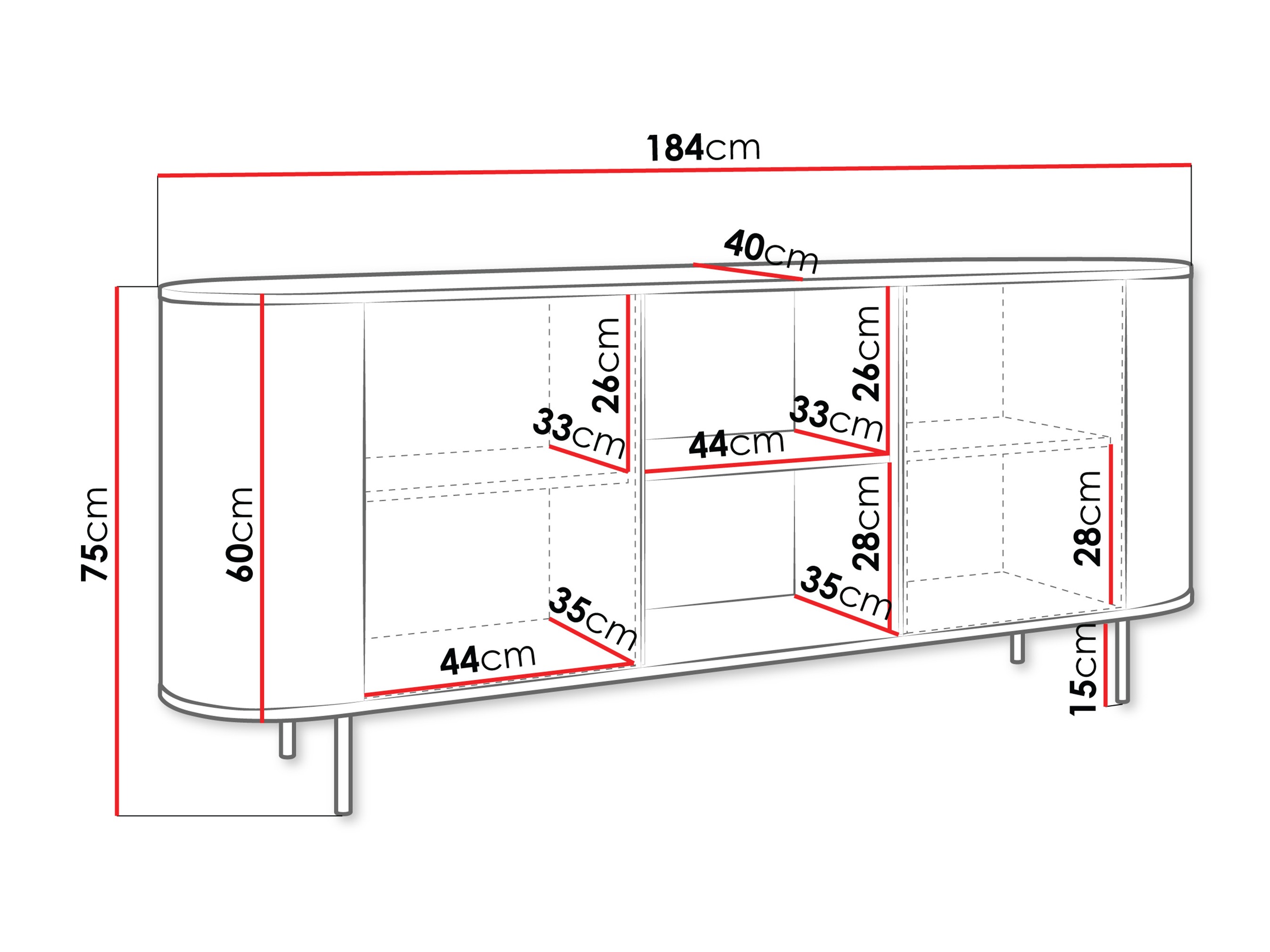 Dressoir Comfivo Livtena I (Zwart marmer + Zwart)