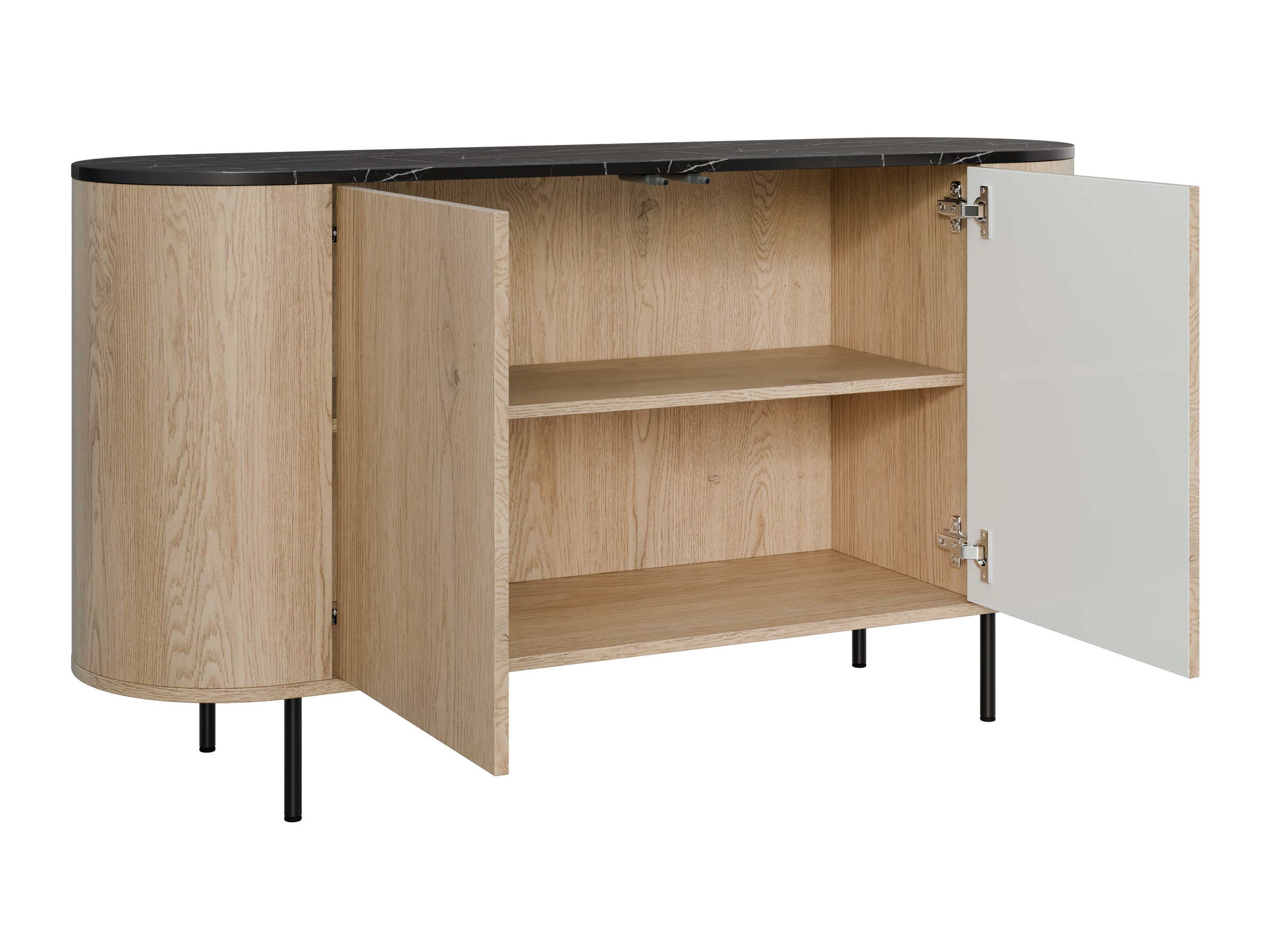Dressoir Comfivo Livtena (Zwart marmer + Zwart)