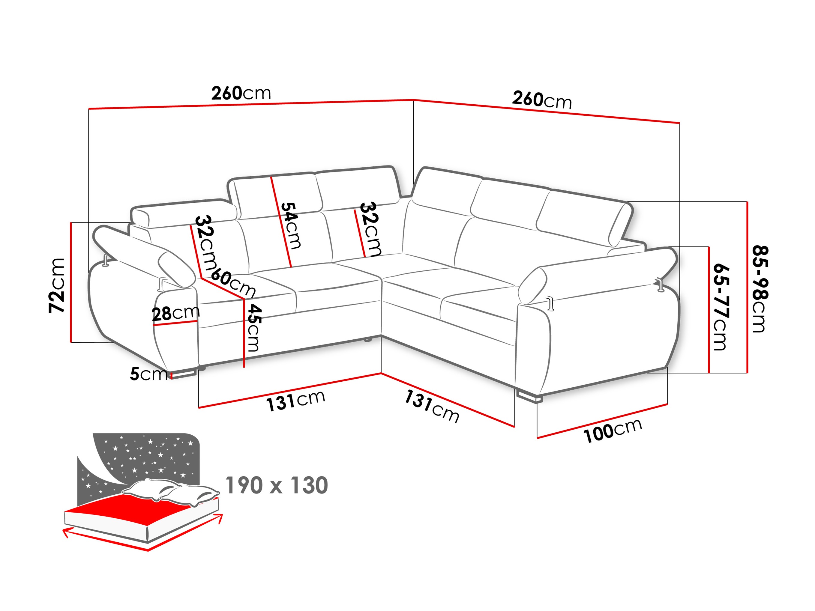 Hoekbank Columbus 215 (Aragon 90)