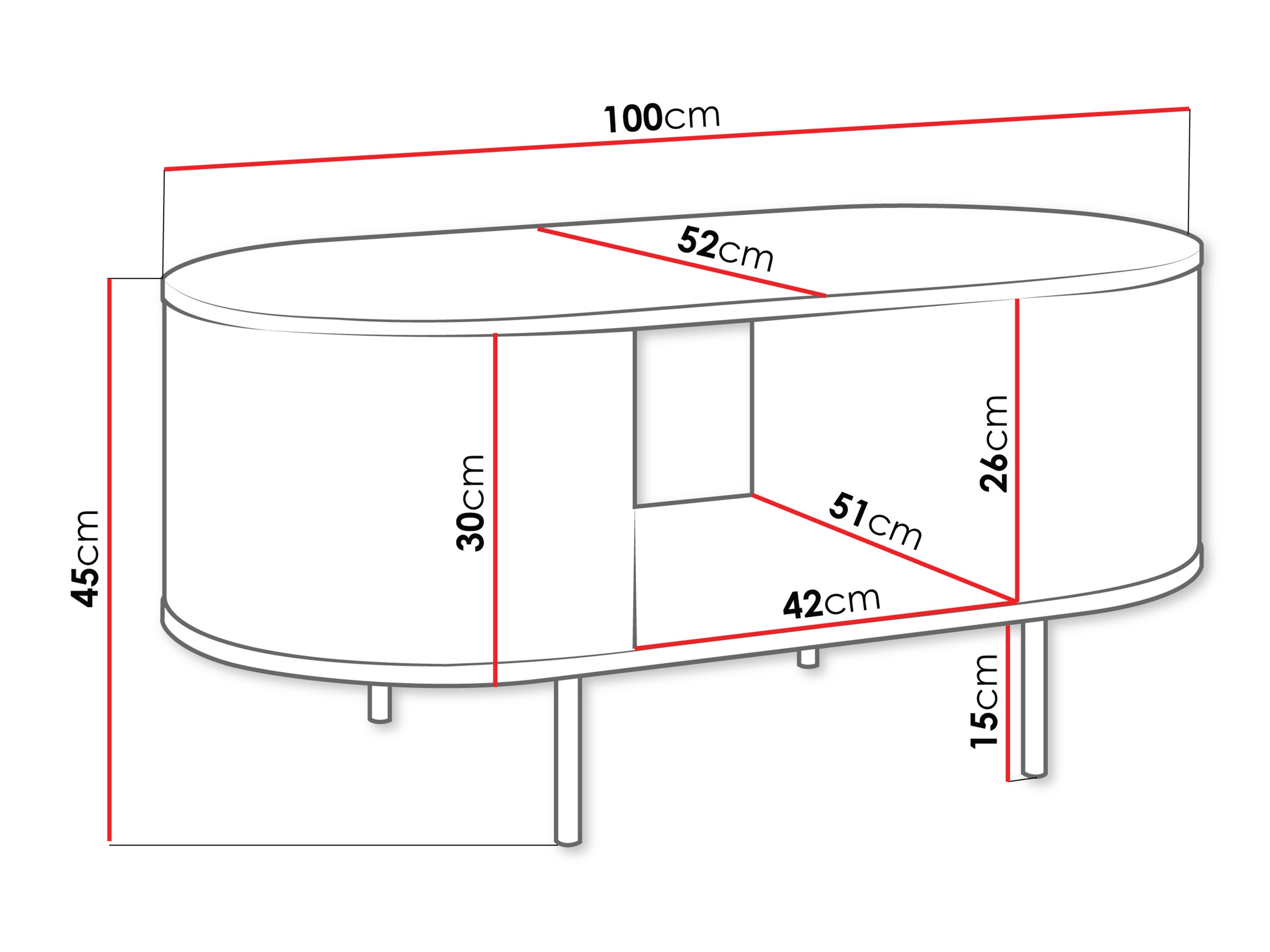 Salontafel Comfivo Livtena (Zwart marmer + Zwart)