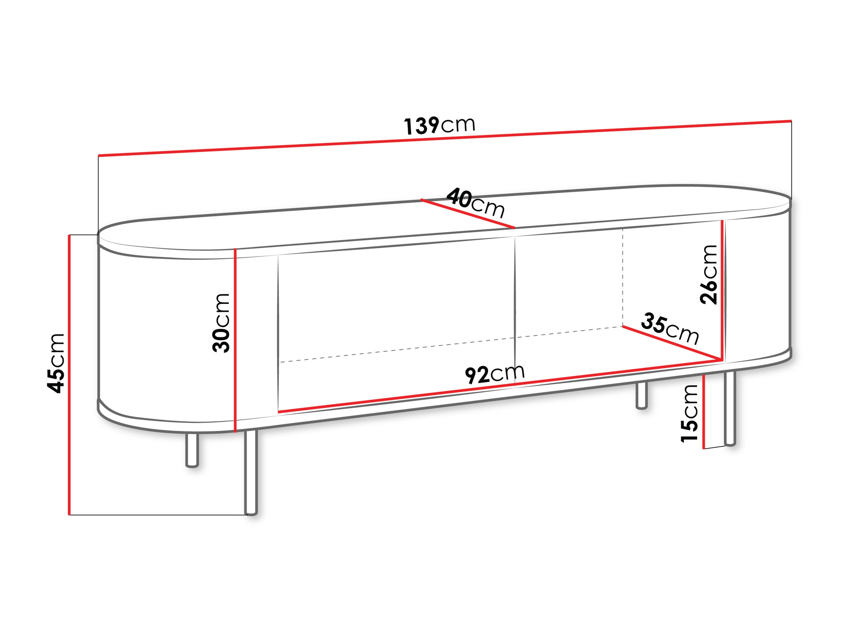TV-meubel Comfivo Livtena 102 (Zwart marmer + Zwart)