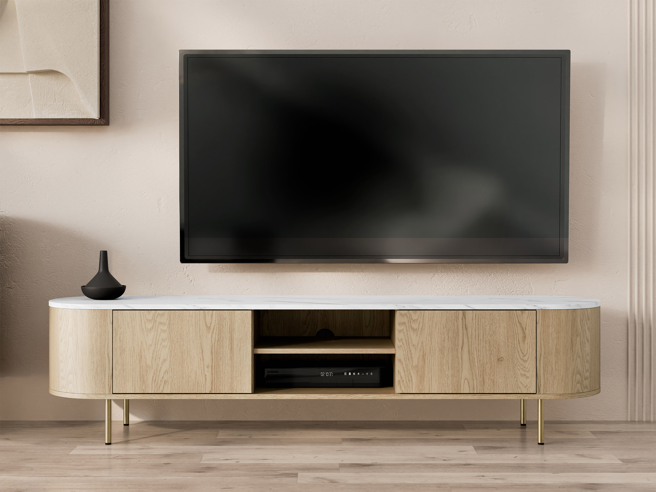 TV-meubel Comfivo Livtena 103 (Wit marmer + Gouden)
