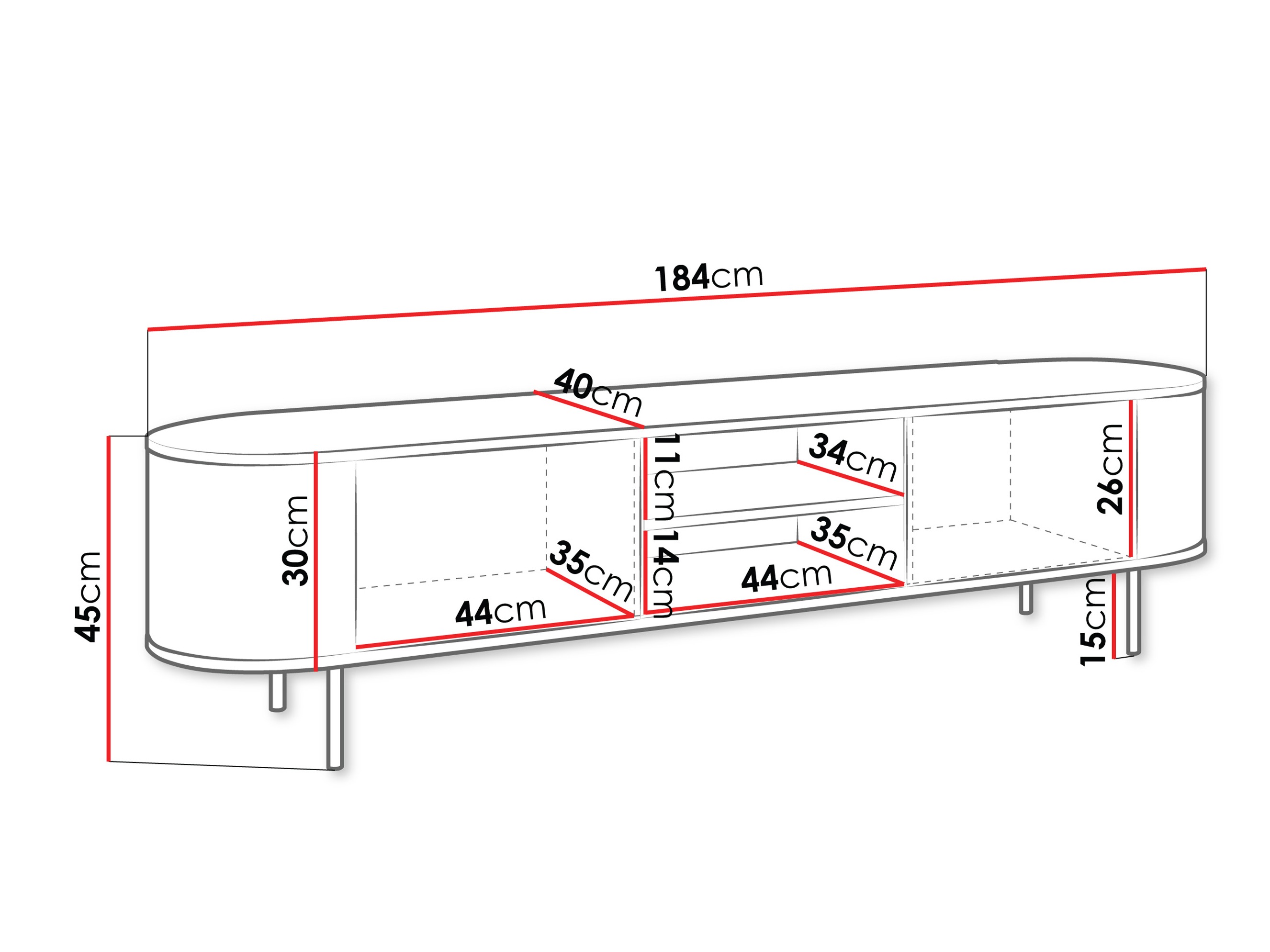 TV-meubel Comfivo Livtena 103 (Zwart marmer + Zwart)