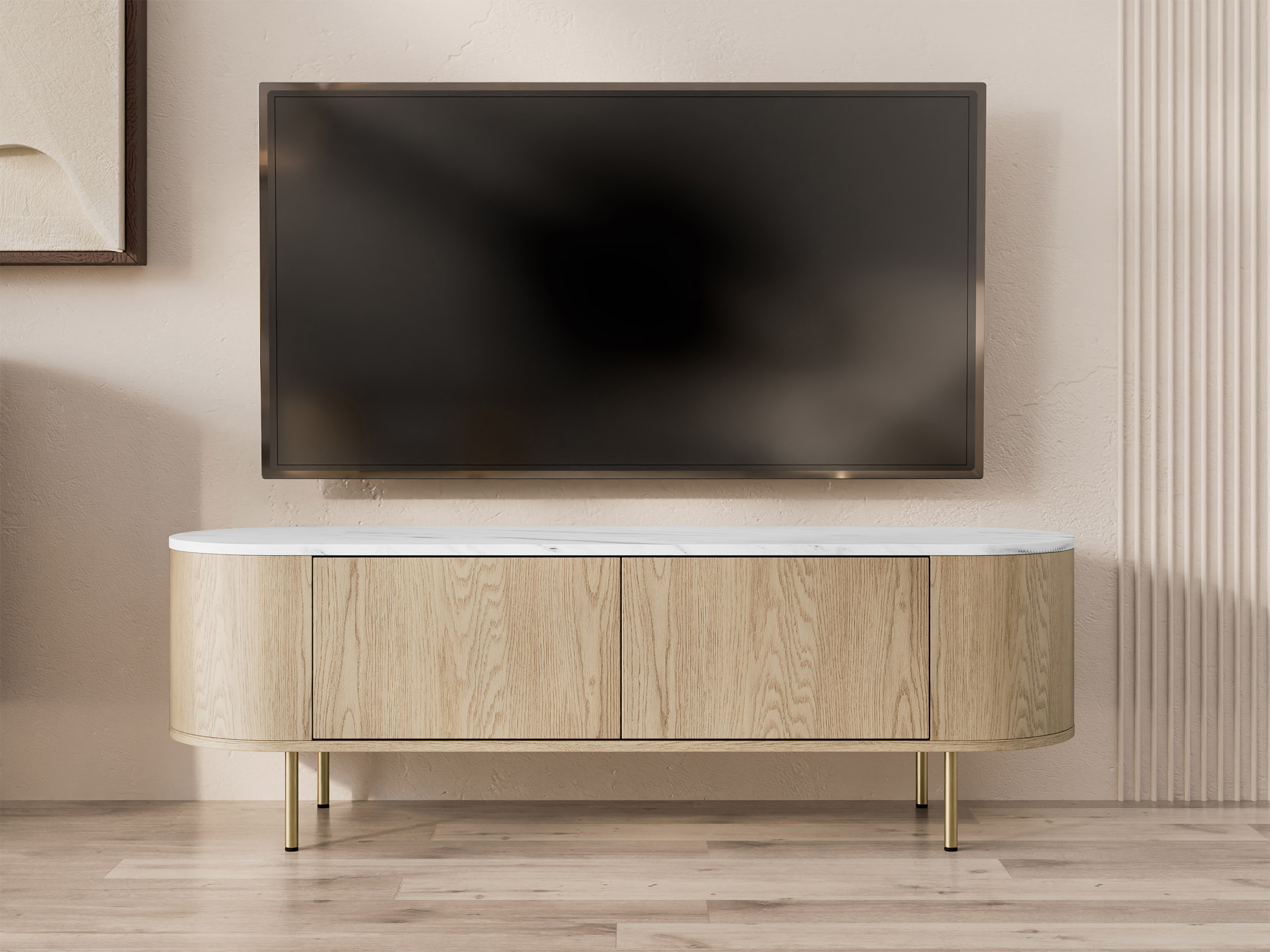 TV-meubel Comfivo Livtena (Wit marmer + Gouden)