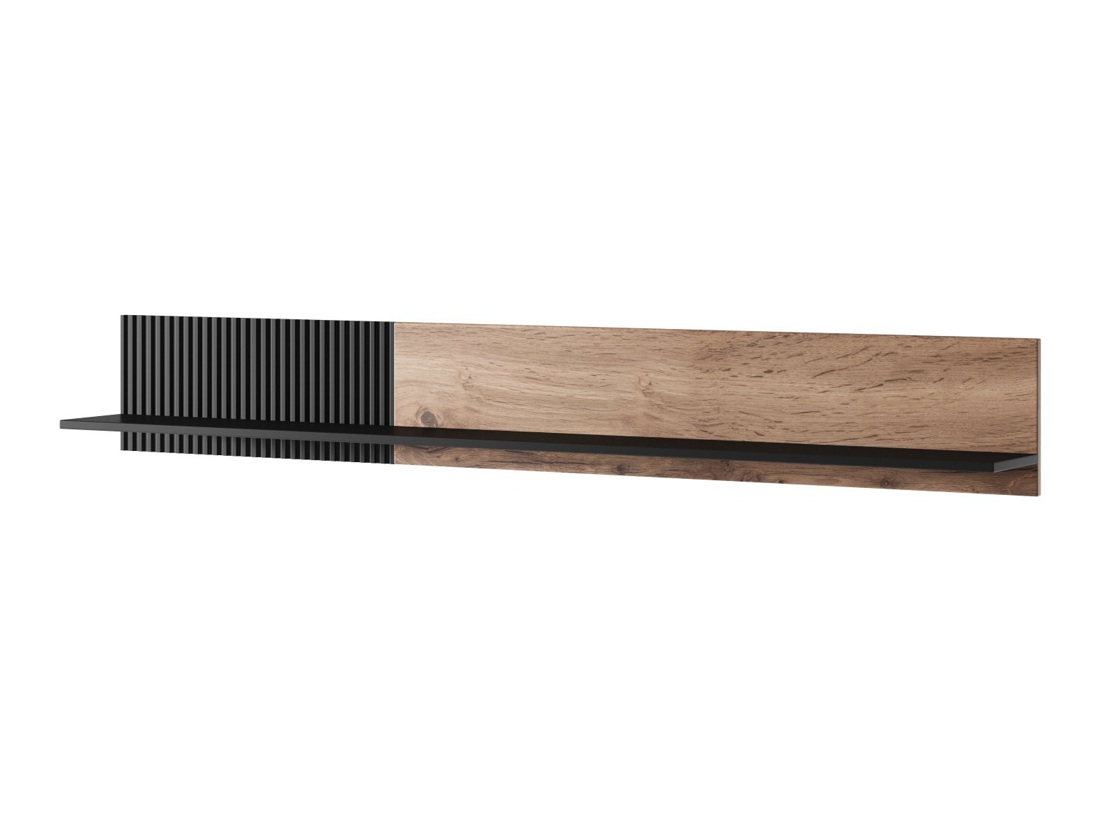 Wandplank Luelia 122 (Zwart + Wotan eik)