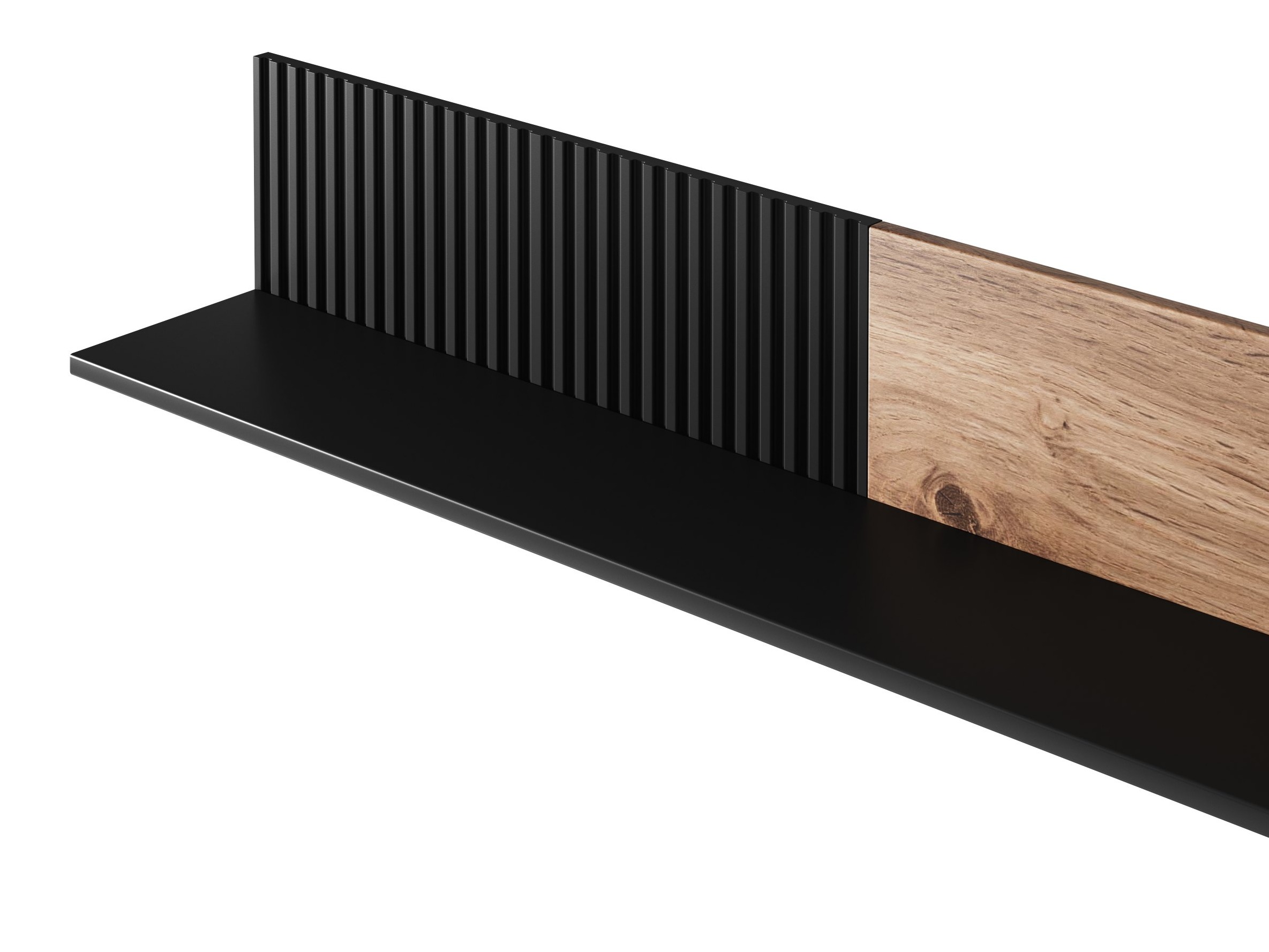 Wandplank Luelia 122 (Zwart + Wotan eik)