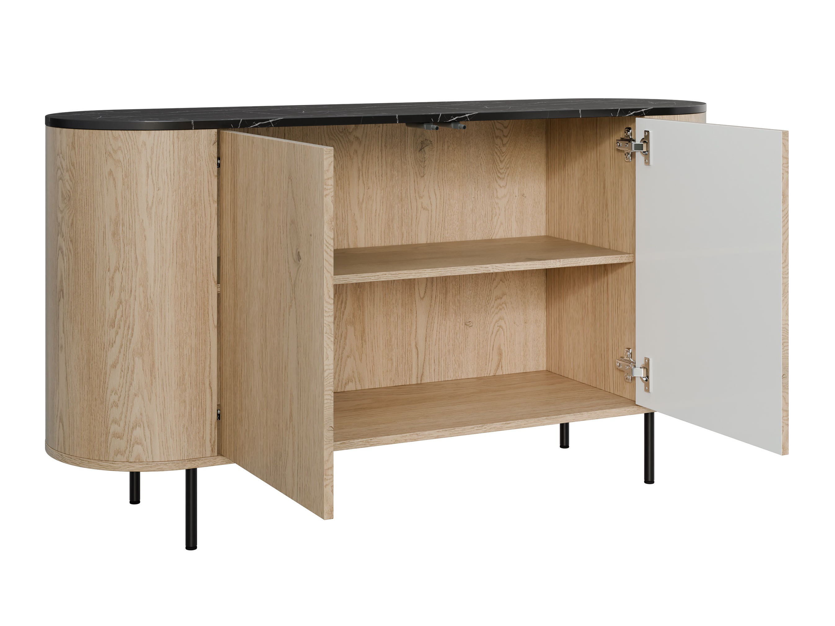 Woonkamerset Comfivo Livtena 105 (Zwart marmer + Zwart)