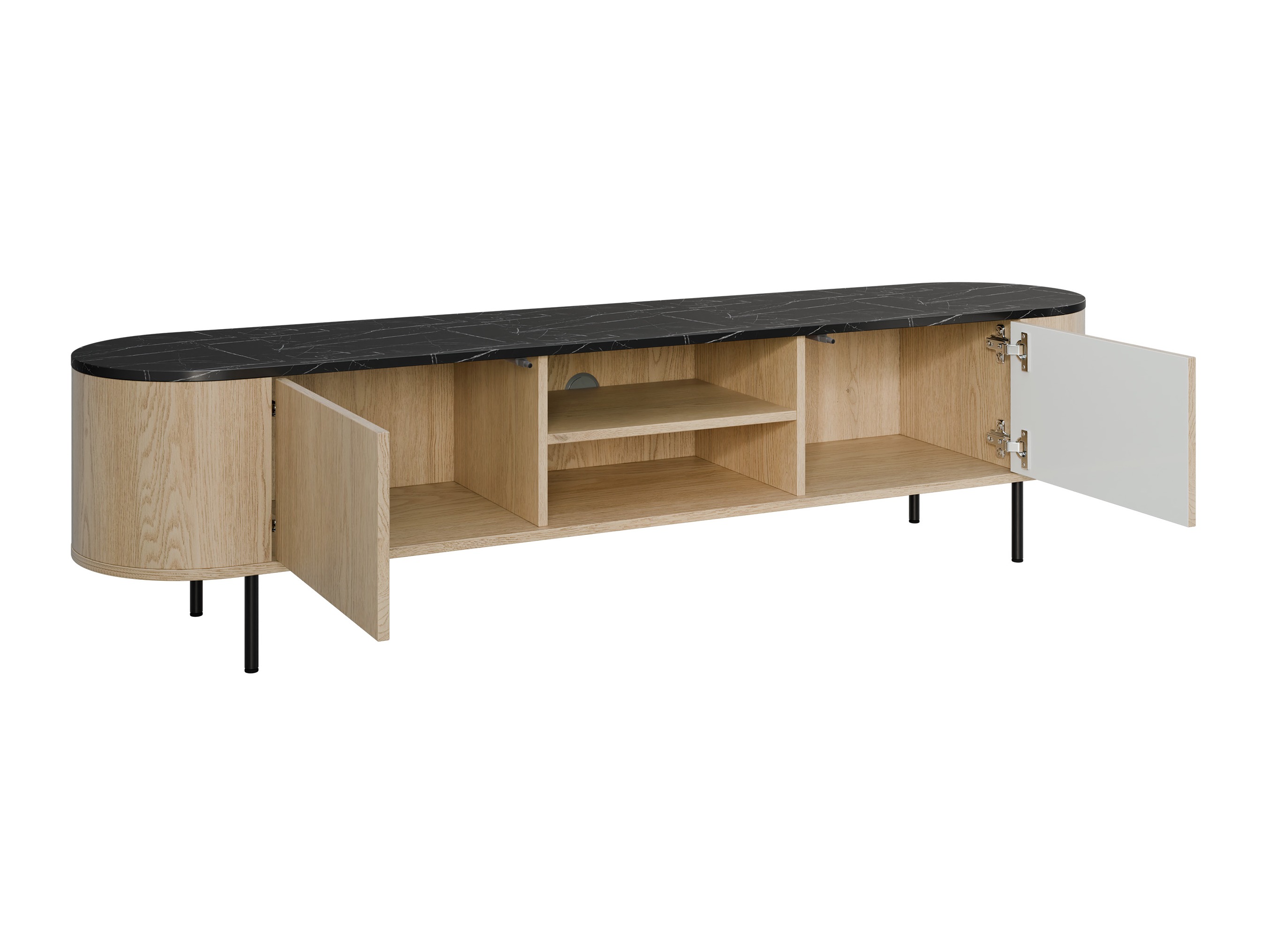 Woonkamerset Comfivo Livtena 105 (Zwart marmer + Zwart)