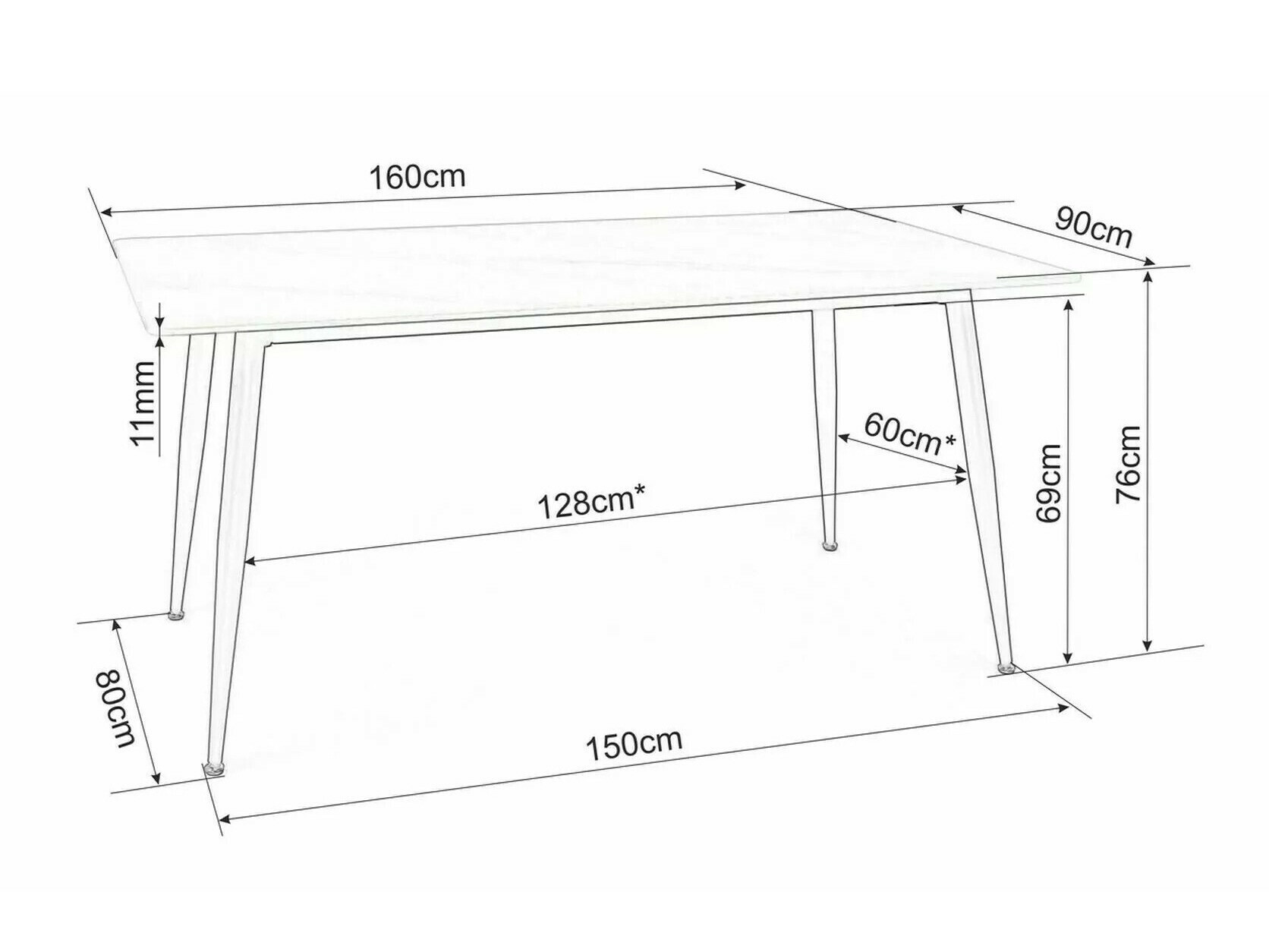 Tafel Detroit 803 (Zwart marmer)